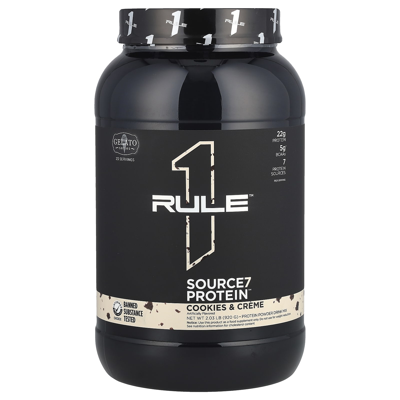 Rule One Proteins, Source7 Protein Powder Drink Mix, Cookies & Creme, 2.03 lb (920 g) - B0CVXNNDZH
