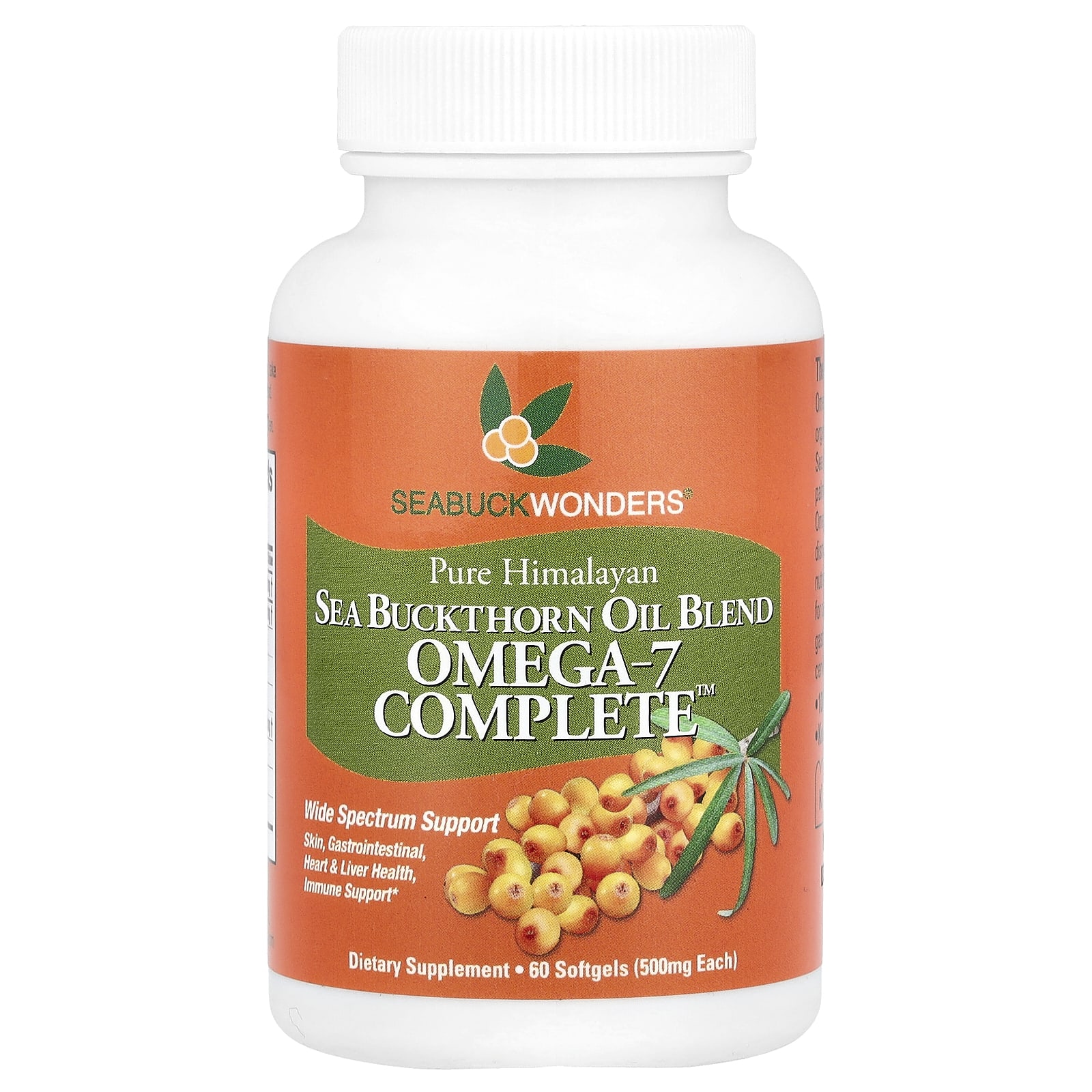SeaBuckWonders, Omega-7 Complete™, Sea Buckthorn Oil Blend, 1,000 mg, 60 Softgels (500 mg Per Softgel) - B004P2MD22