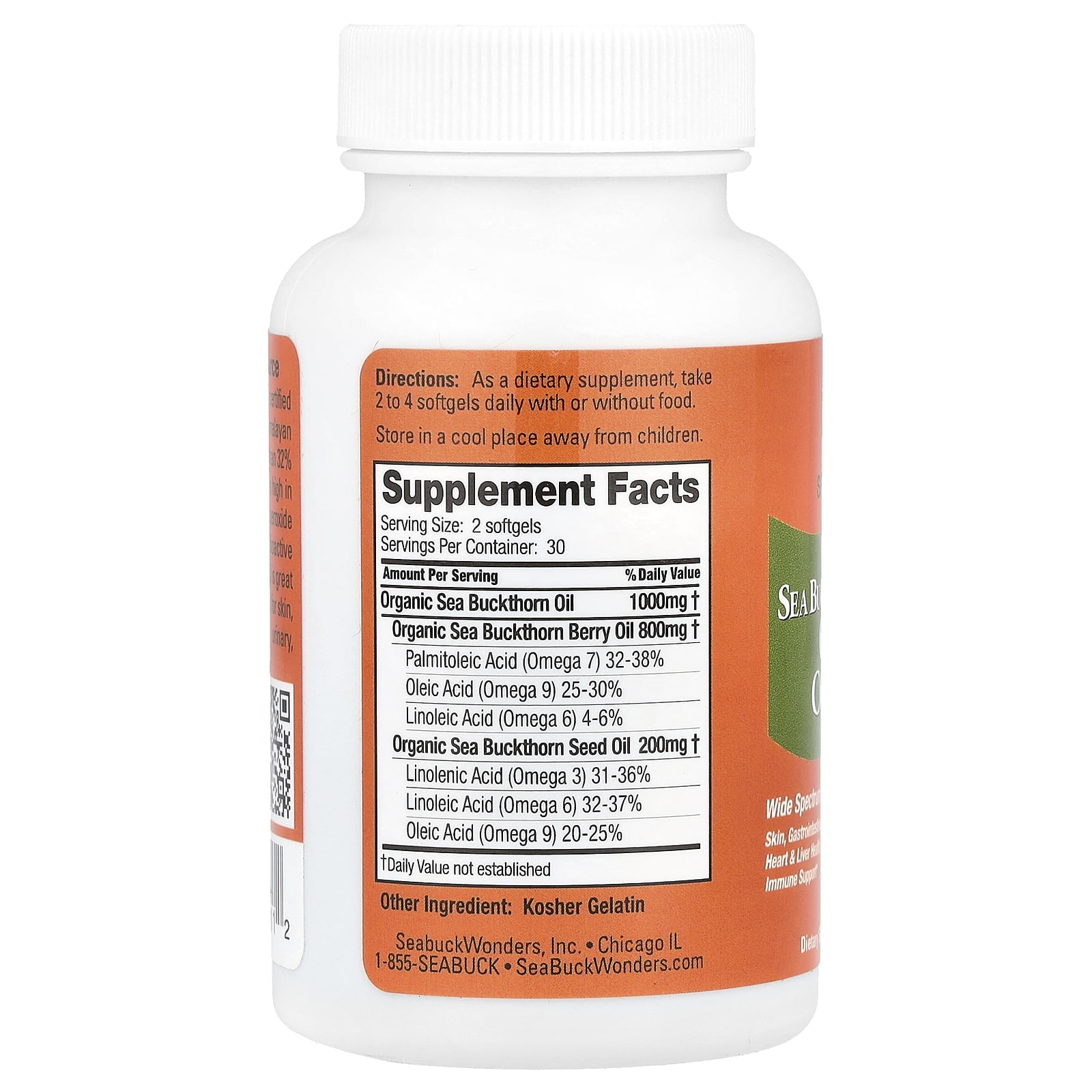 SeaBuckWonders, Omega-7 Complete™, Sea Buckthorn Oil Blend, 1,000 mg, 60 Softgels (500 mg Per Softgel) - B004P2MD22