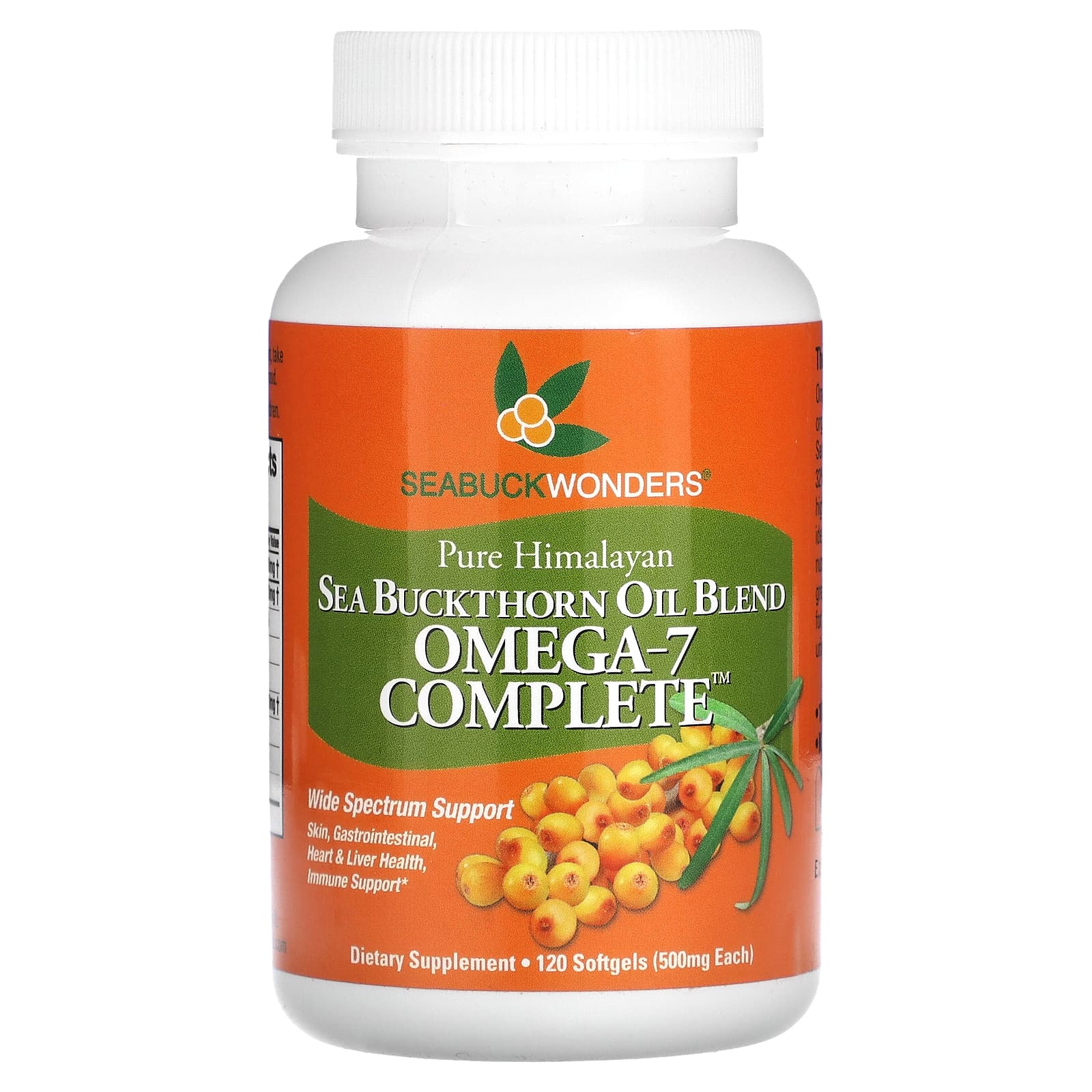 SeaBuckWonders, Sea Buckthorn Oil Blend, Omega-7 Complete, 1,000 mg, 120 Softgels (500 mg per Softgel) - B004BKR31E