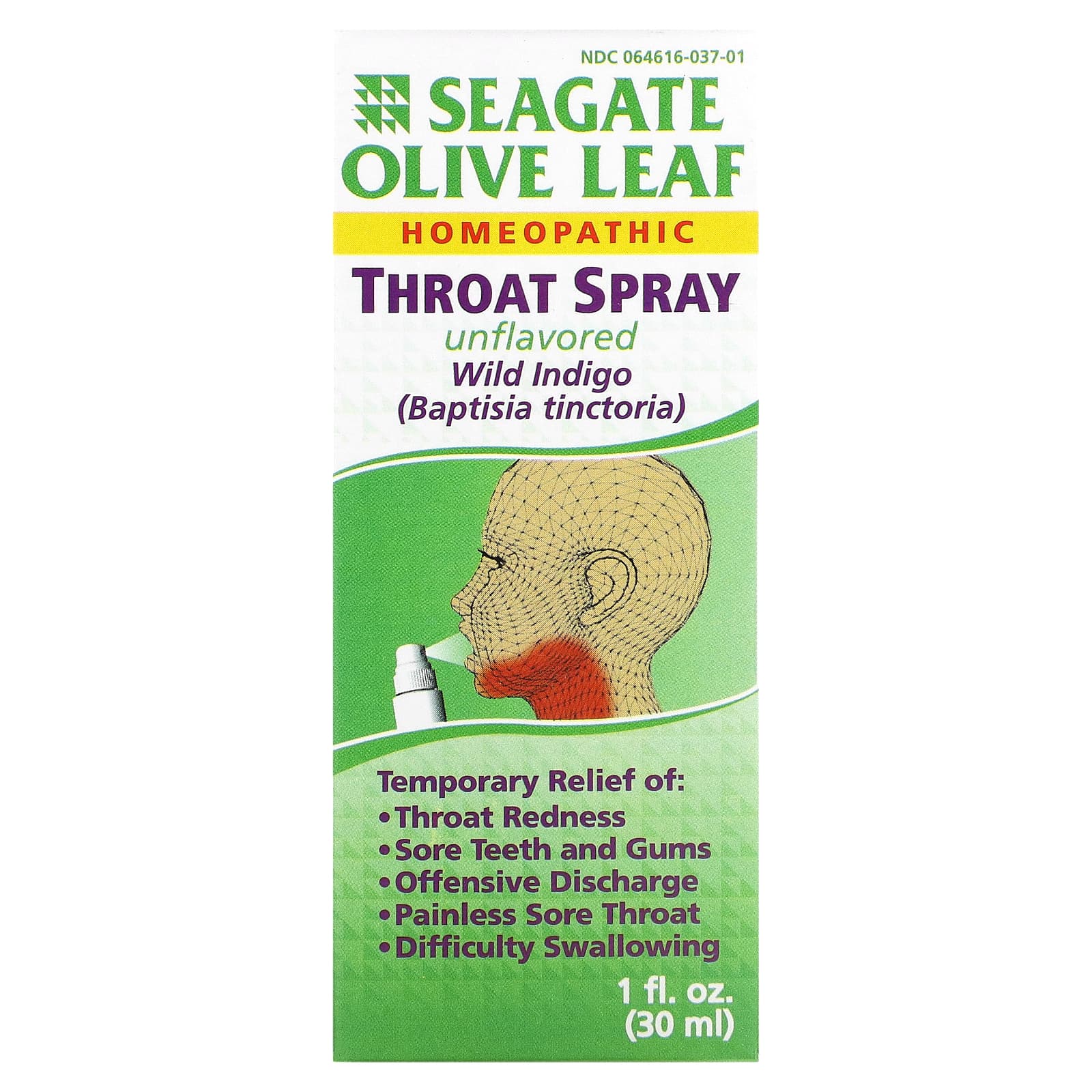 Seagate, Olive Leaf Throat Spray, Unflavored, 1 fl oz (30 ml) - B00028PZIC