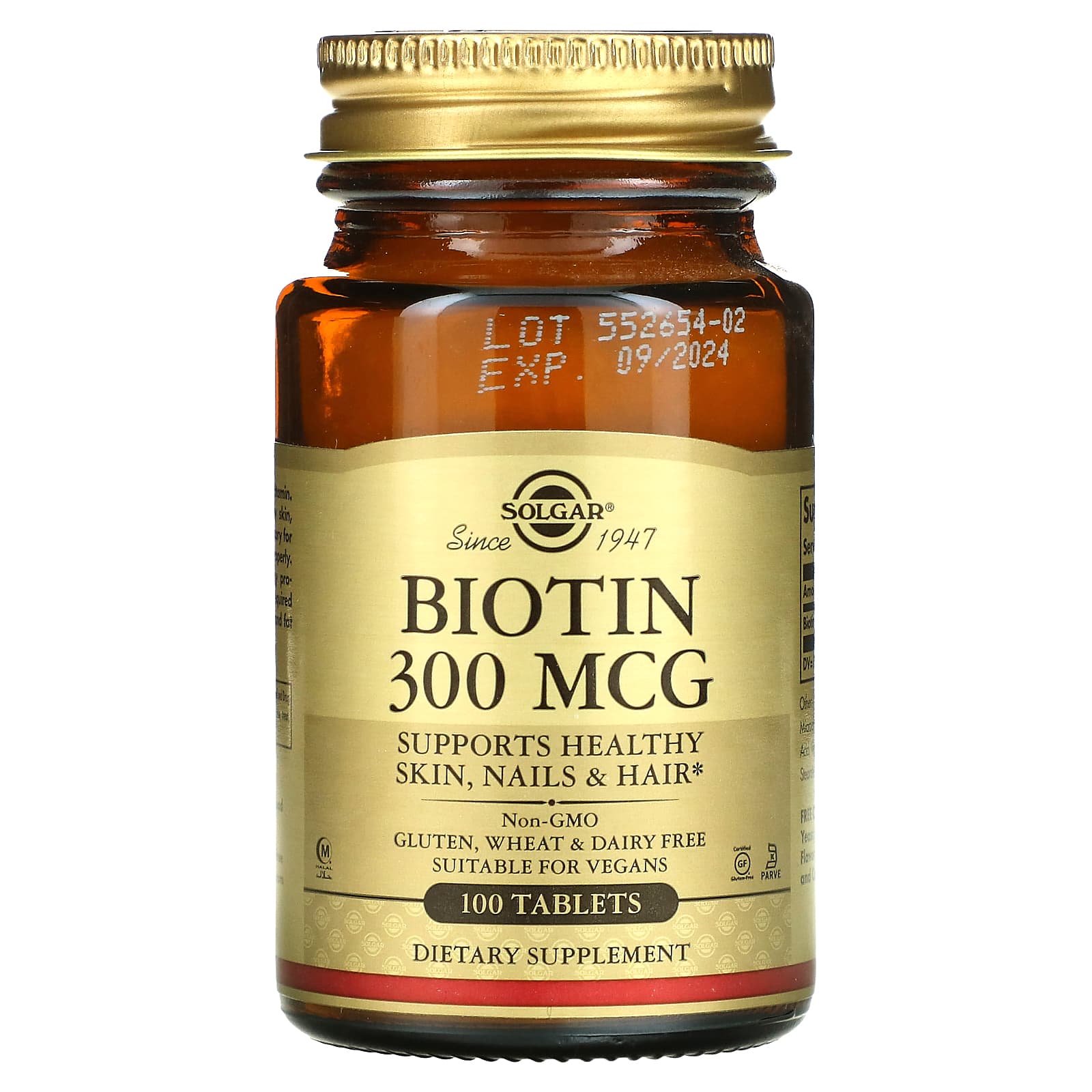 Solgar, Biotin, 300 mcg, 100 Tablets - B0051P1YM2