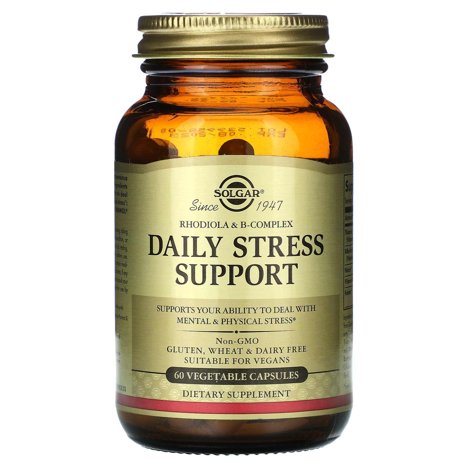 Solgar, Daily Stress Support, Rhodiola & B-Complex, 60 Vegetable Capsules - B09BP588JB