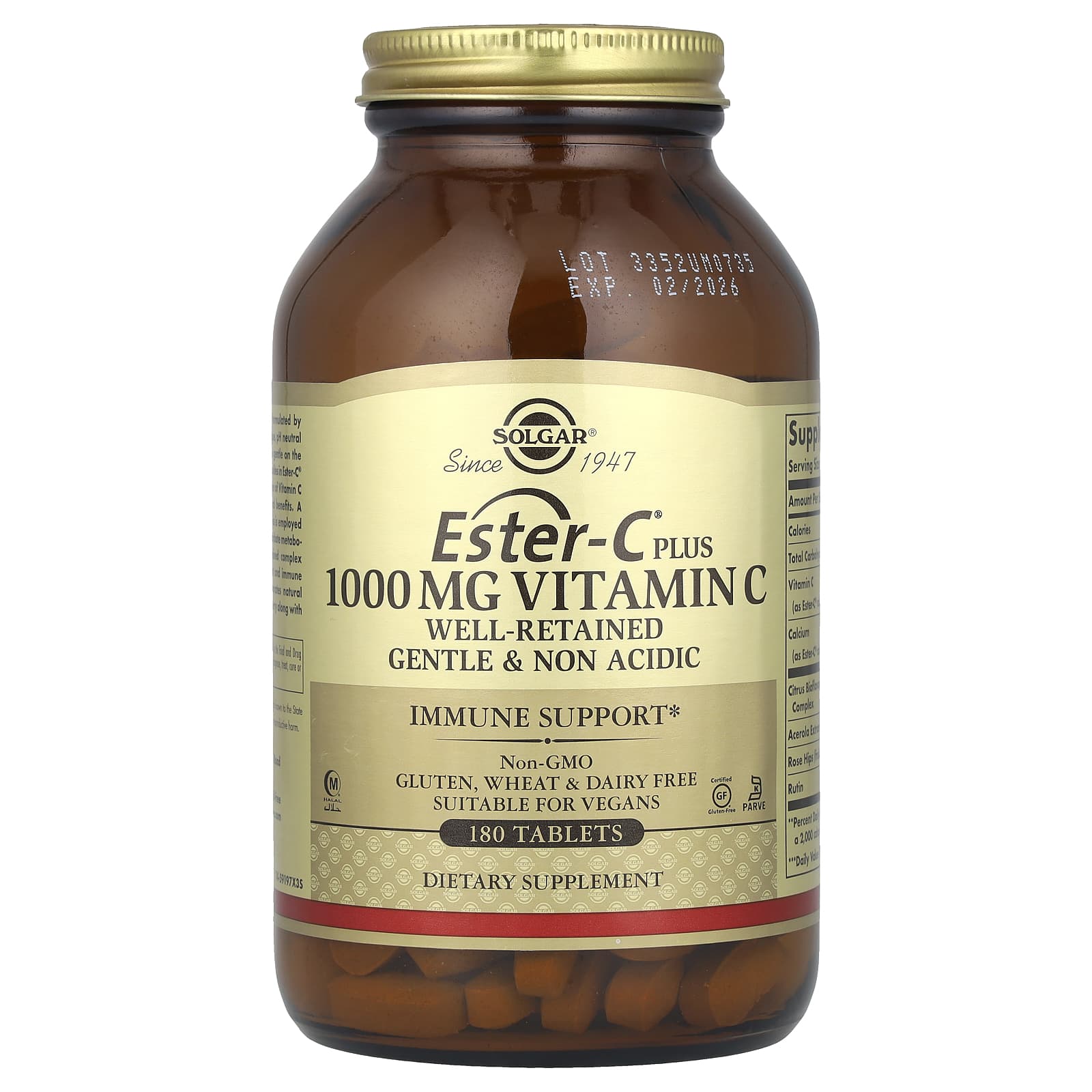 Solgar, Ester-C® Plus, Vitamin C, 1,000 mg, 180 Tablets - B013ZHZ8LA