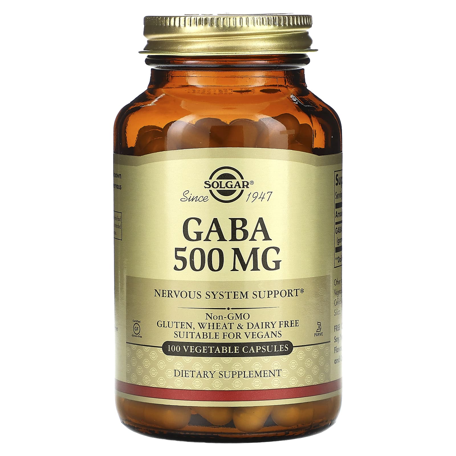 Solgar, GABA, 500 mg, 100 Vegetable Capsules - B0001OP014