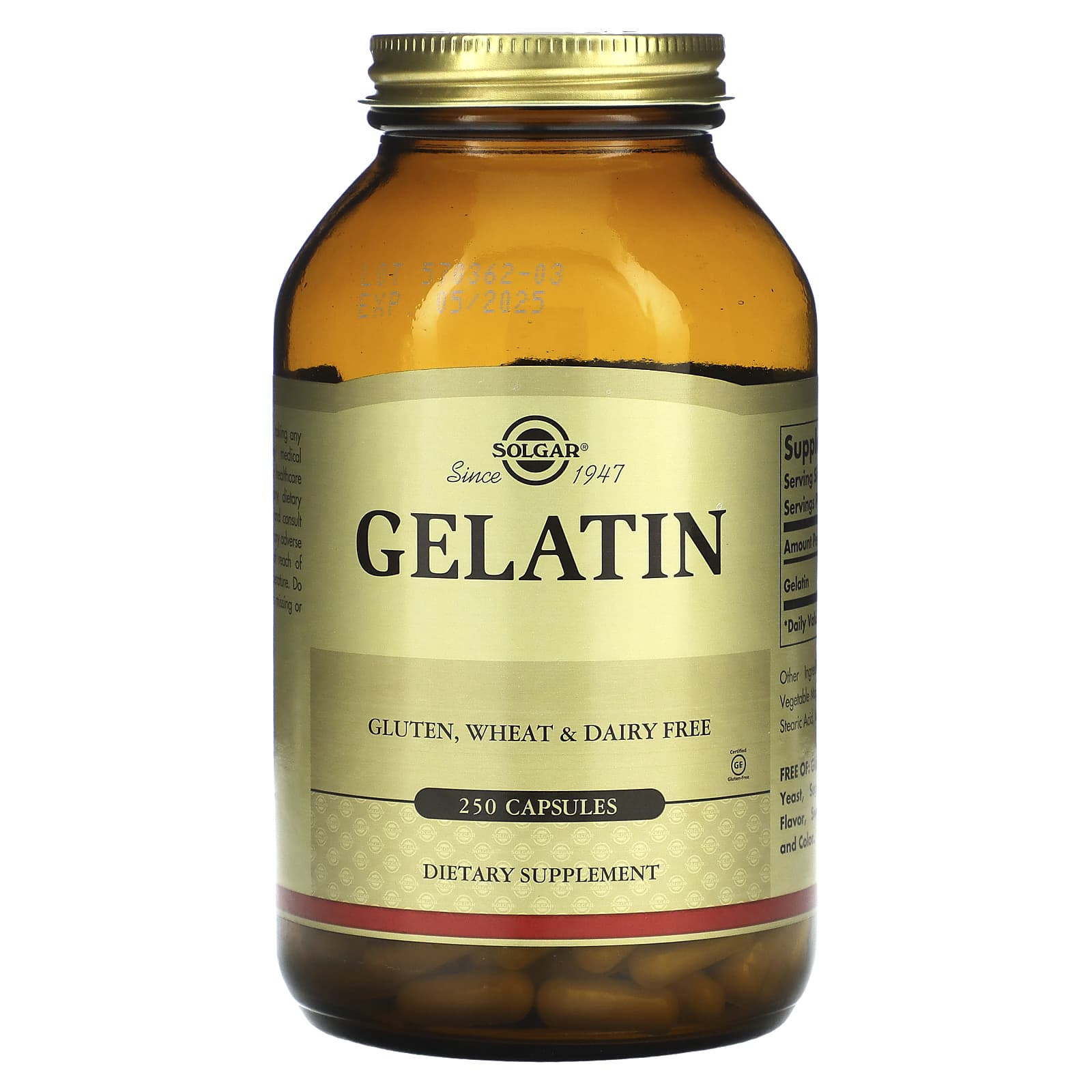 Solgar, Gelatin, 250 Capsules - B0001VW0XS