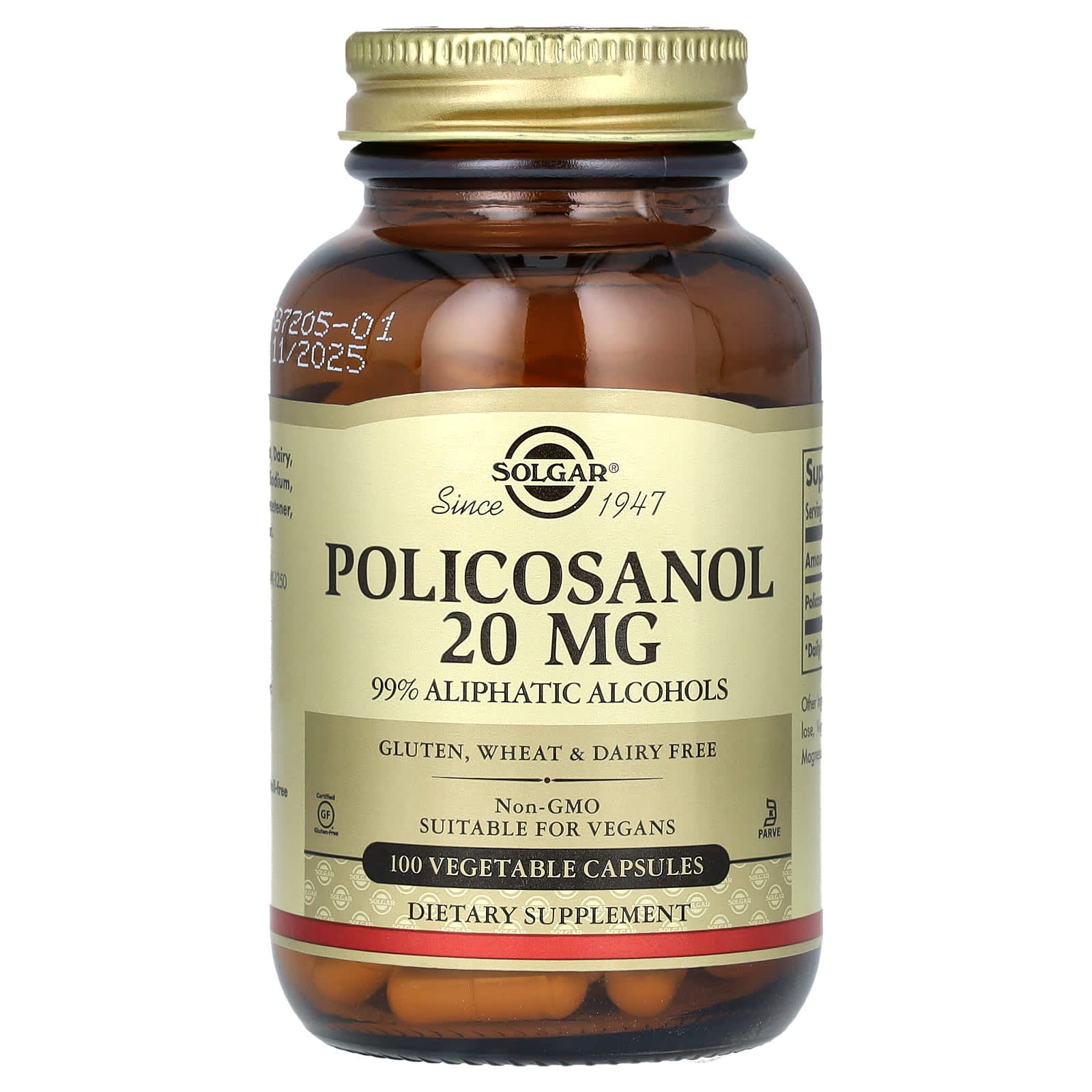 Solgar, Policosanol, 20 mg, 100 Vegetable Capsules - B000CQ0V10