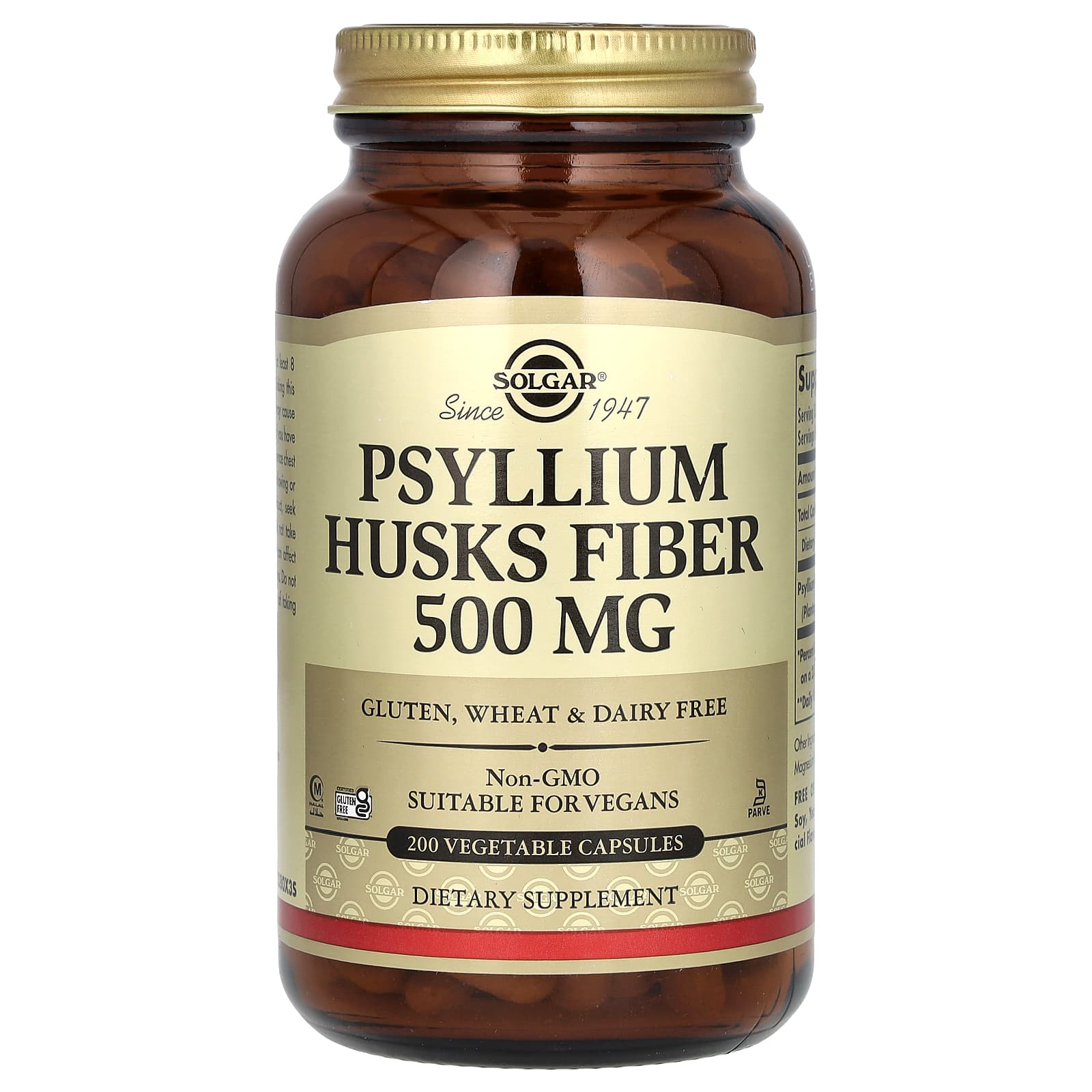 Solgar, Psyllium Husks, 1,000 mg, 200 Vegetable Capsules (500 mg per Capsule)