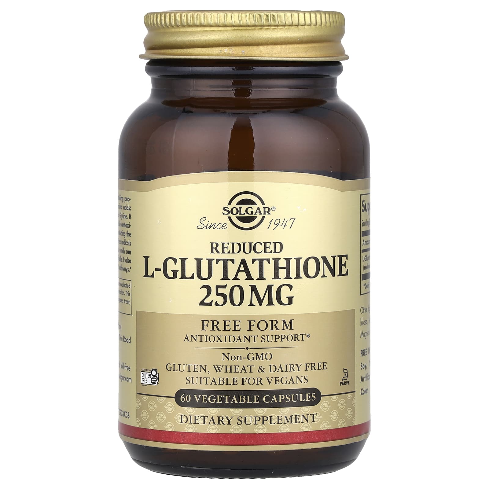 Solgar, Reduced L-Glutathione, 250 mg, 60 Vegetable Capsules - B00H4HIB4O