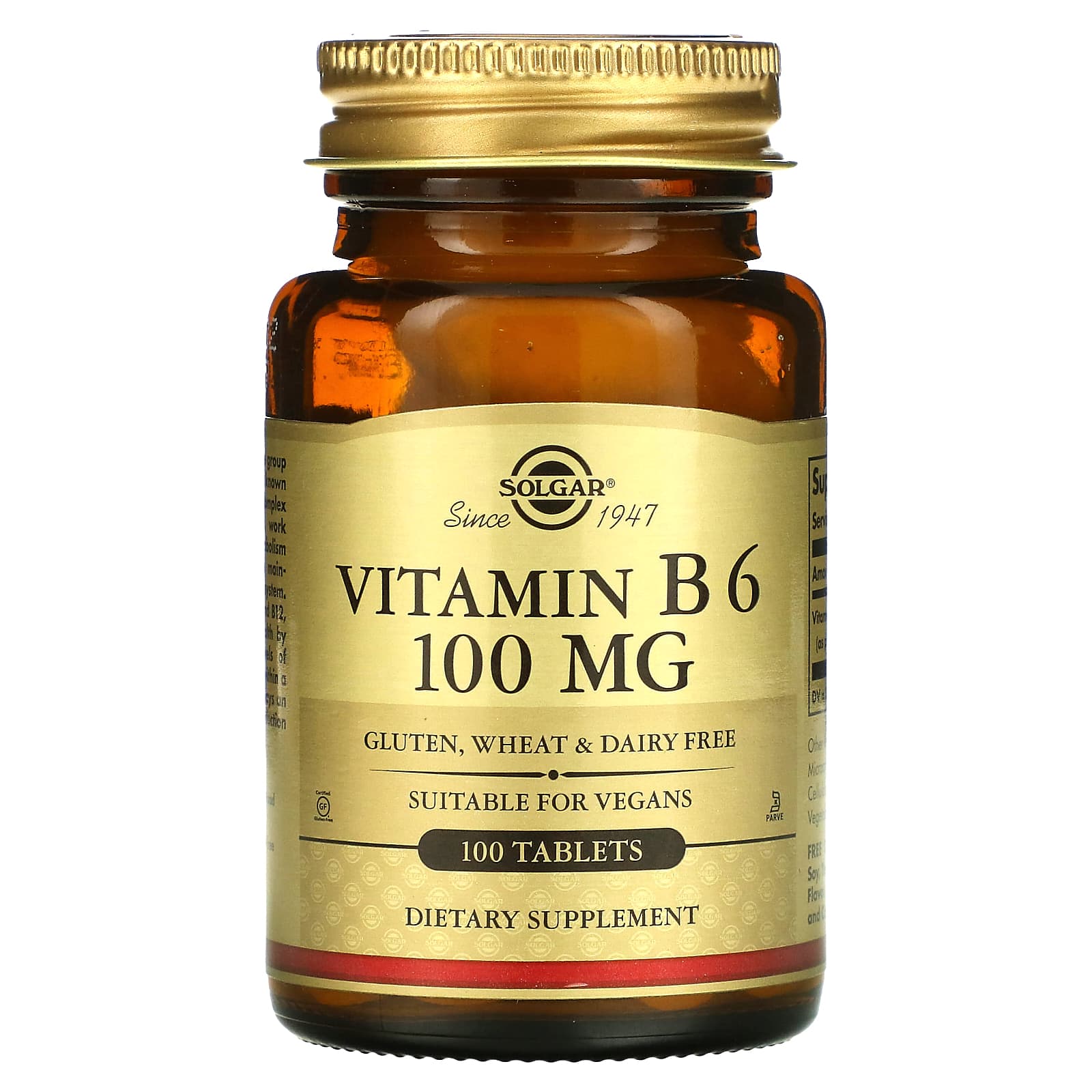 Solgar, Vitamin B6, 100 mg, 100 Tablets - B00020IALO