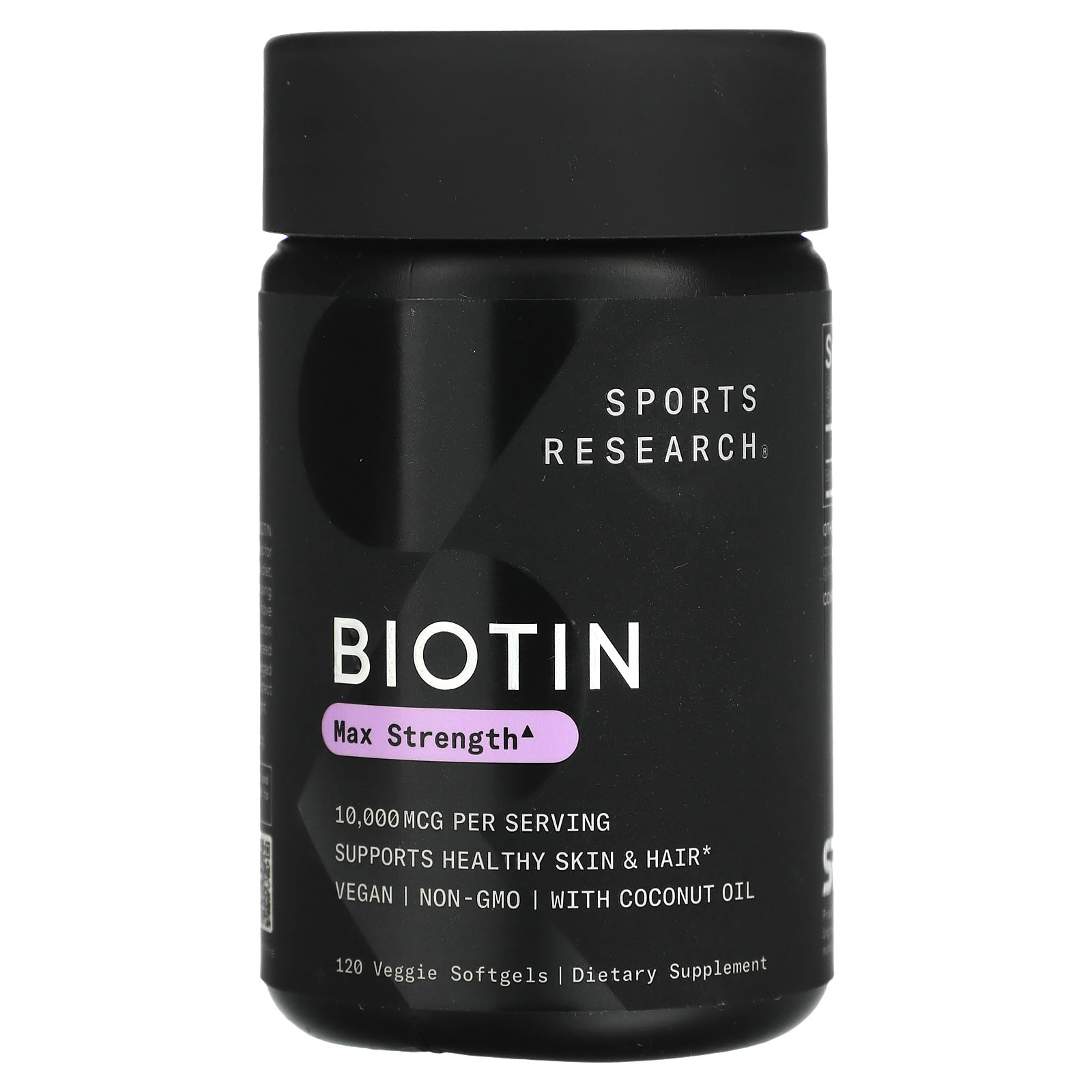 Sports Research, Biotin, Max Strength, 10,000 mcg, 120 Veggie Softgels - B00T56FQAE