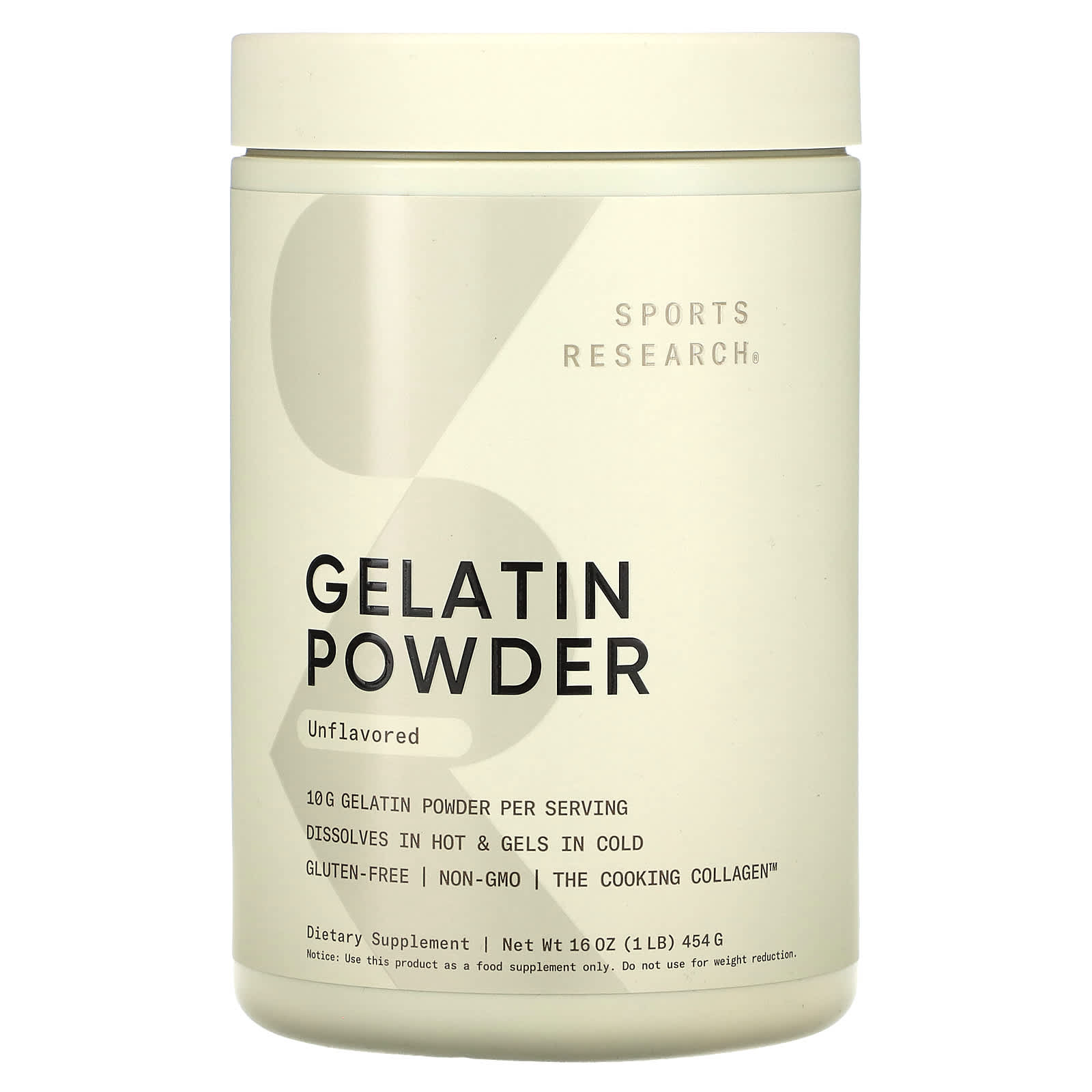 Sports Research, Gelatin Powder, Unflavored, 1 lb (454 g) - B01M04SSKB