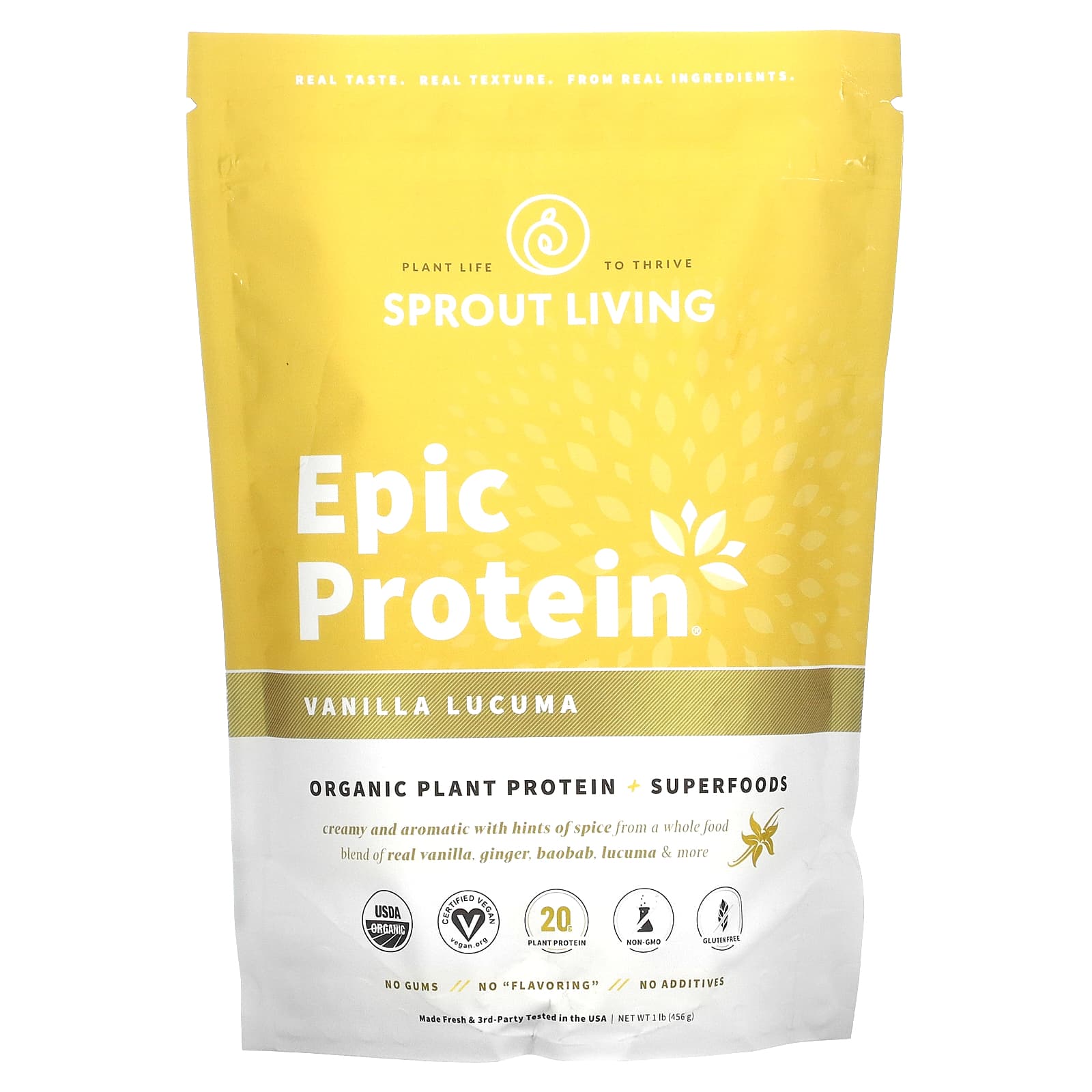 Sprout Living, Epic Protein, Organic Plant Protein + Superfoods, Vanilla Lucuma, 1 lb (456 g) - B01MXVJT1S