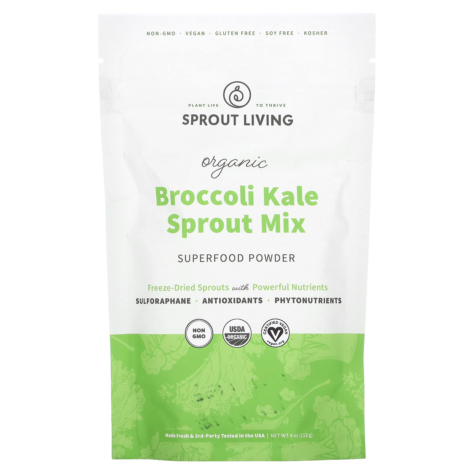 Sprout Living, Organic Broccoli Kale Sprout Mix , 4 oz (113 g) - B01N6YFJ6Y
