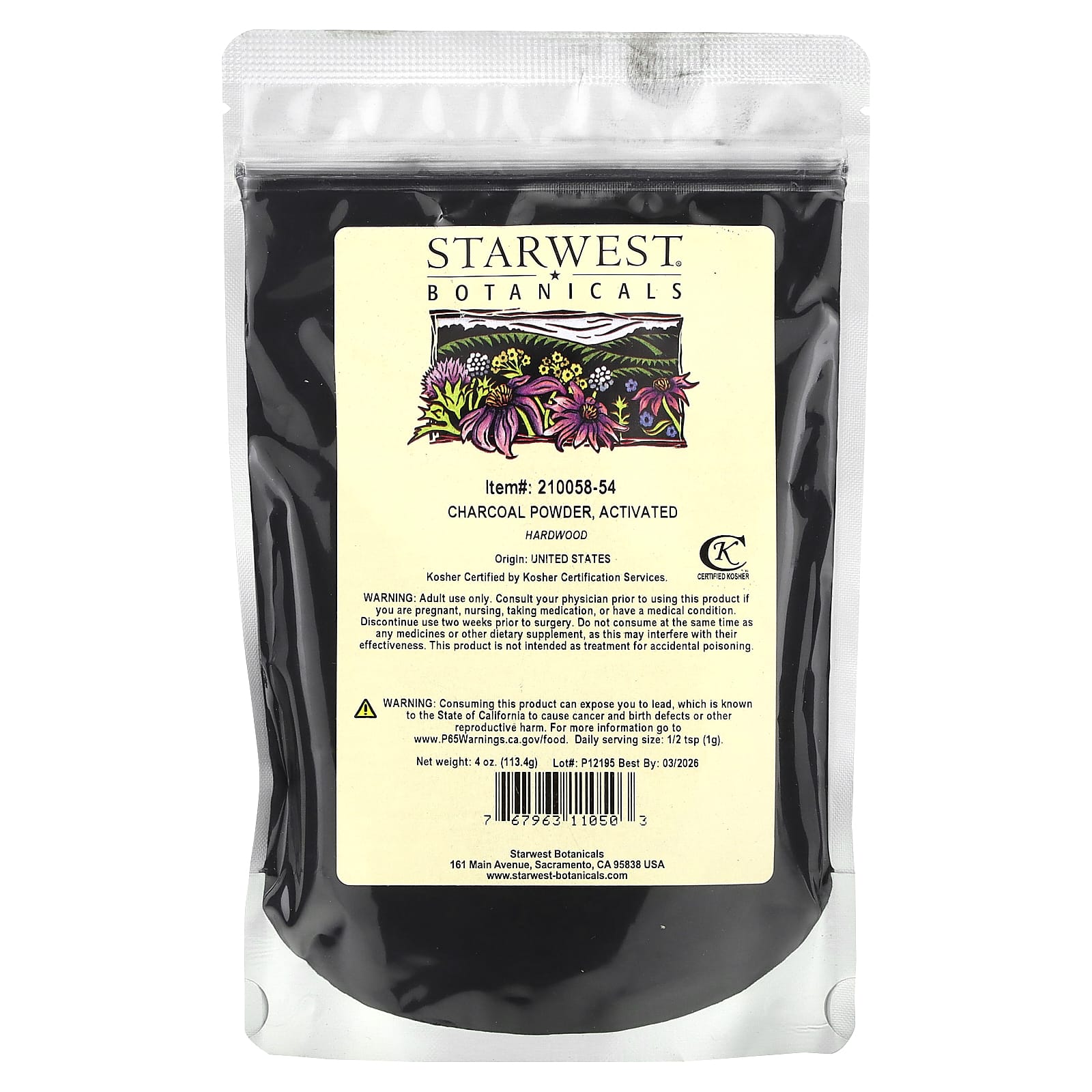 Starwest Botanicals, Charcoal Powder, Activated, 4 oz (113.4g) - B004DHK1KK