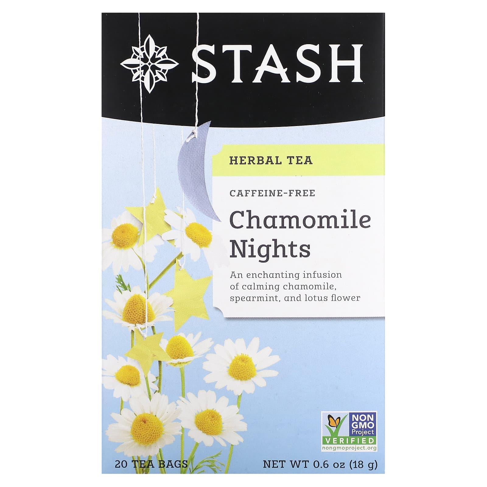 Stash Tea, Herbal Tea, Chamomile Nights, Caffeine Free, 20 Tea Bags, 0.6 oz (18 g) - B00028LU18