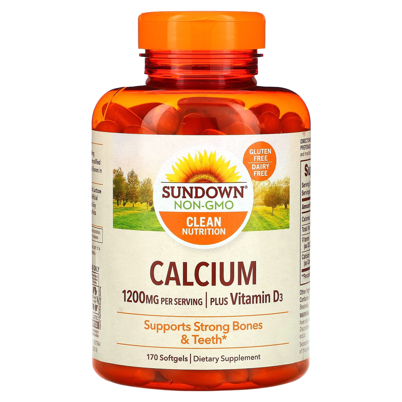 Sundown Naturals, Calcium Plus Vitamin D3, 1,200 mg, 170 Softgels (600 mg per Softgel) - B001KYS0IE