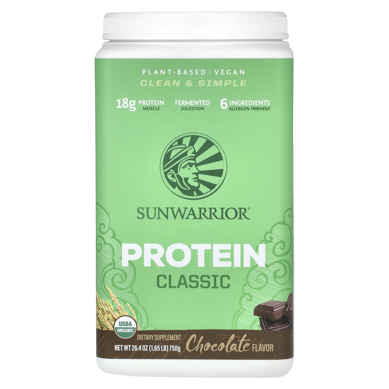 Sunwarrior, Classic Protein, Chocolate, 1.65 lb (750 g) - B07FHR2CJ4