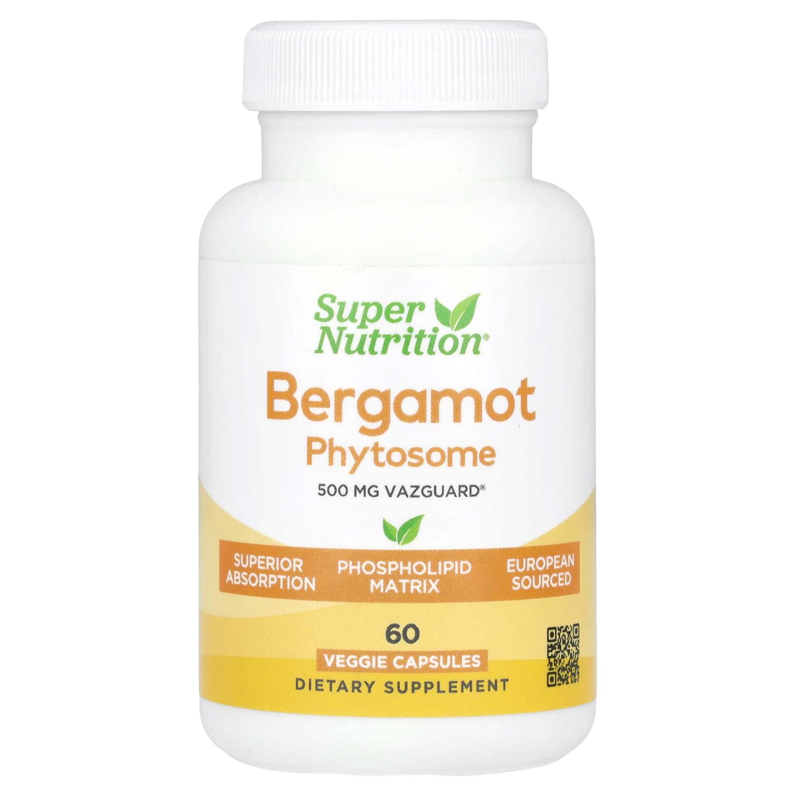 Super Nutrition, Bergamot Phytosome, 500 mg, 60 Veggie Capsules - B0D9WQ5M8R