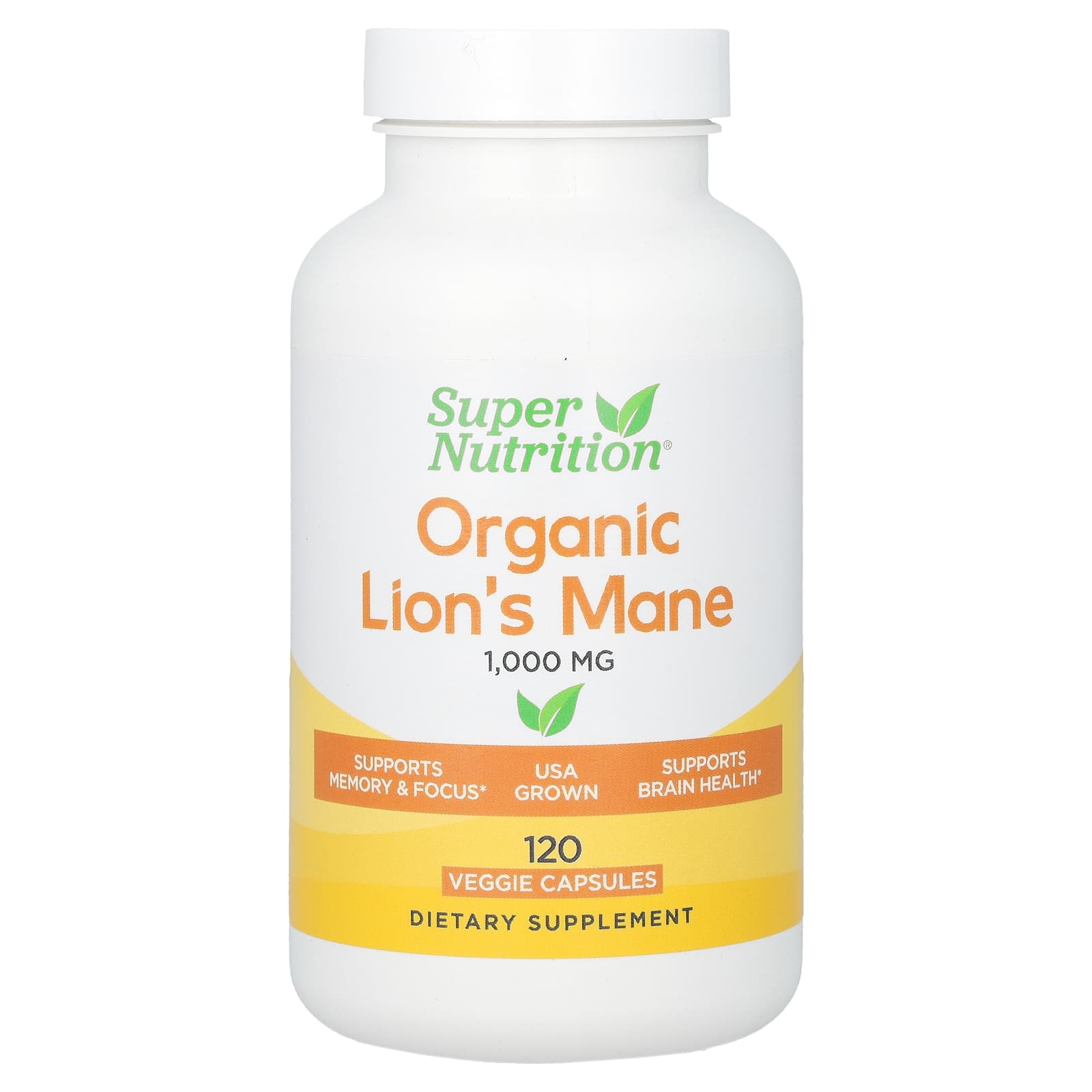 Super Nutrition, Organic Lion's Mane, 1,000 mg, 120 Veggie Capsules (500 mg Per Capsule) - B0CSZD32J2