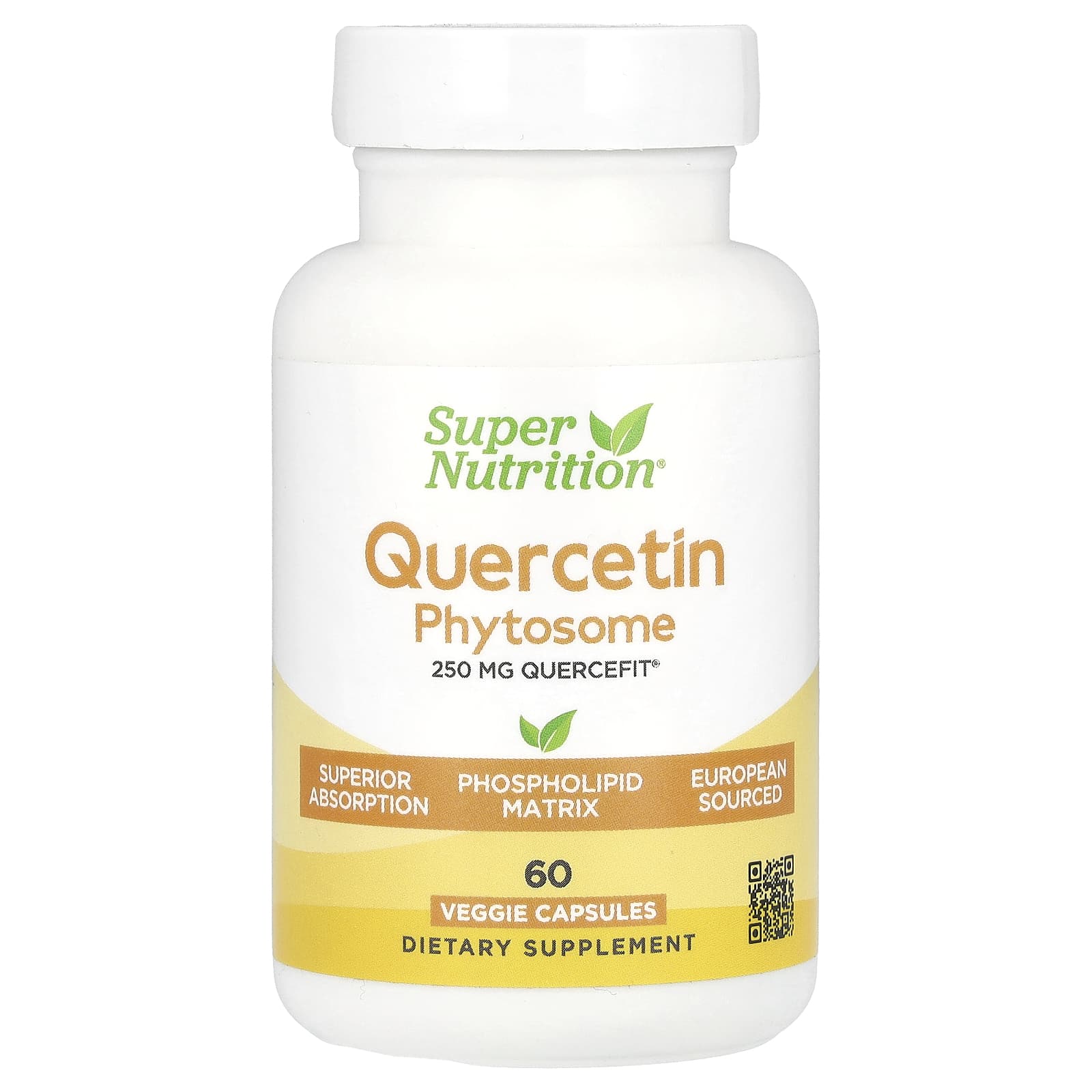 Super Nutrition, Quercetin Phytosome Quercefit®, 250 mg, 60 Veggie Capsules