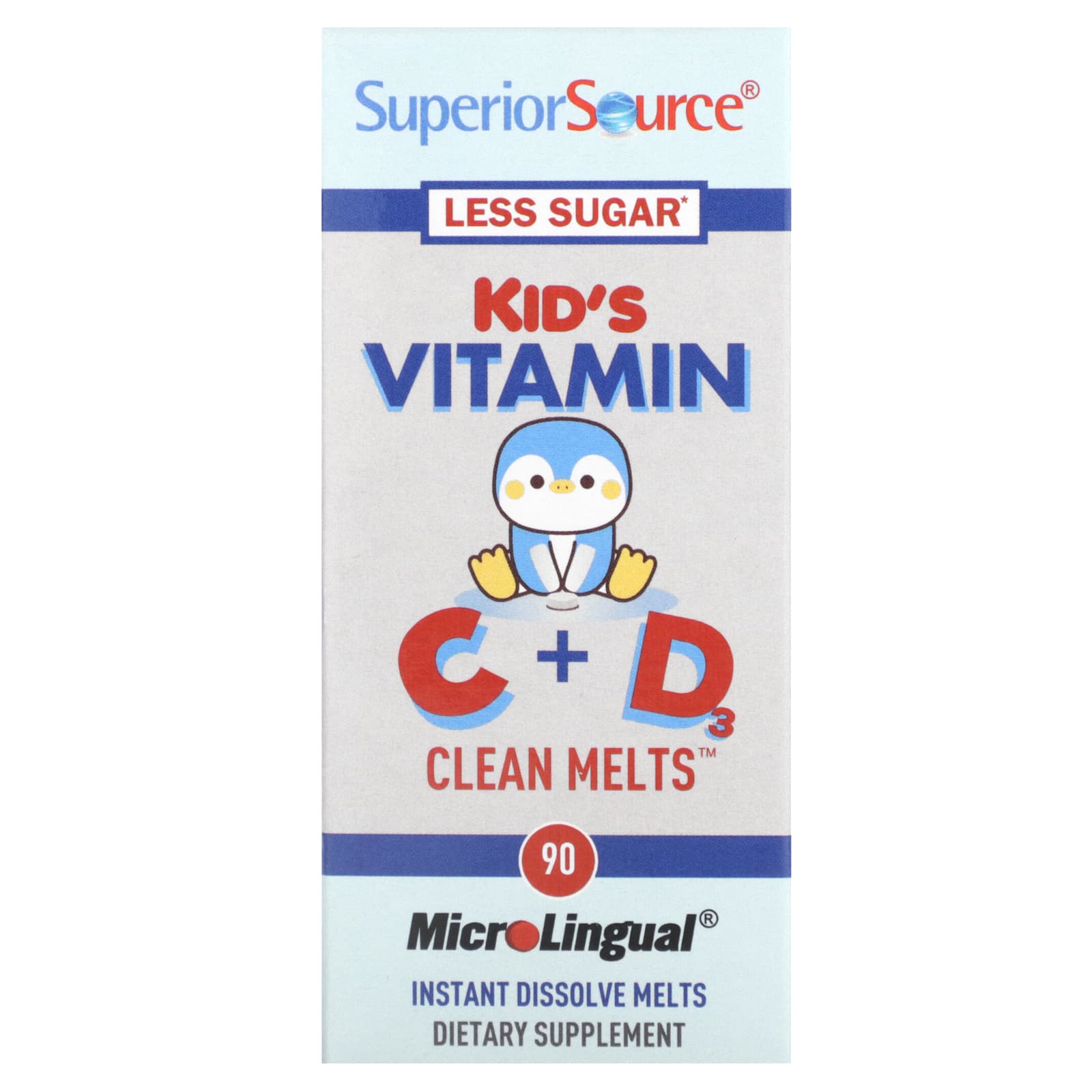 Superior Source, Kid's Vitamin C + D Clean Melts, 90 Instant Dissolve Melts - B0BM8WXS5G