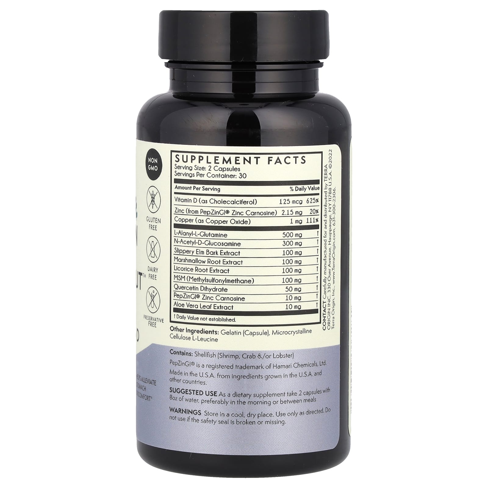 Terra Origin, Healthy Gut Capsules with Vitamin D, 60 Capsules - B08S8W2PHD