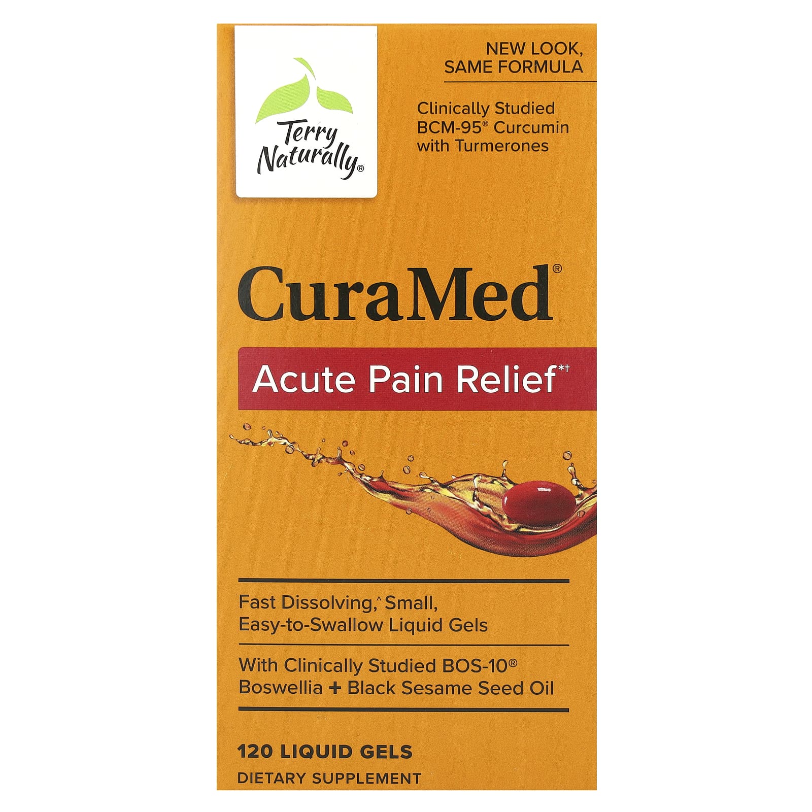 Terry Naturally, CuraMed, Acute Pain Relief, 120 Liquid Gels - B0B2FK5326