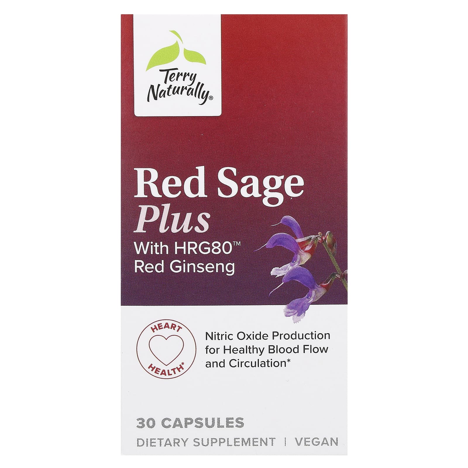 Terry Naturally, Red Sage Plus With HRG80 Red Ginseng, 30 Capsules - B0CKFYZ5G8