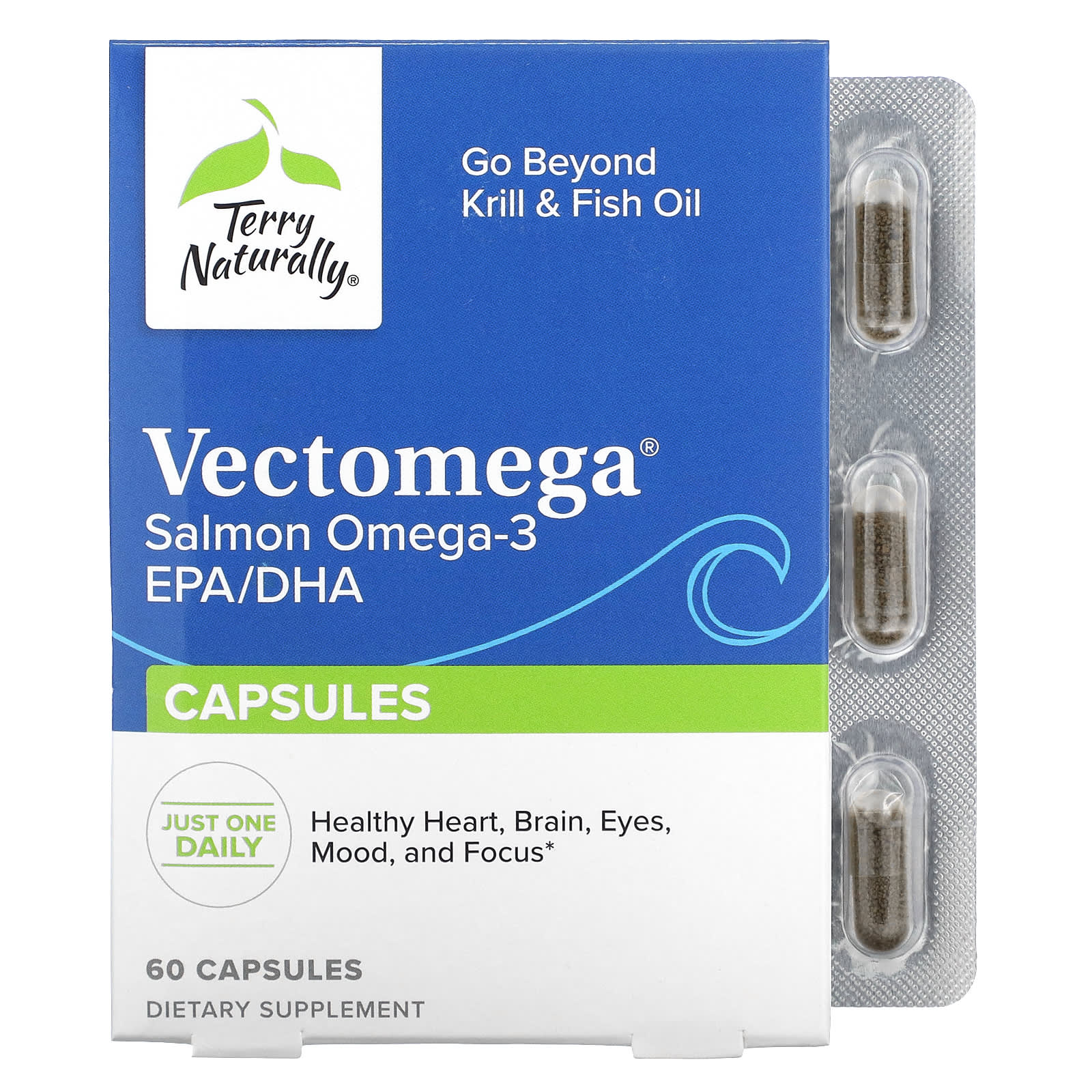 Terry Naturally, Vectomega, Salmon Omega-3 EPA/DHA, 60 Capsules - B00YFC1A1C