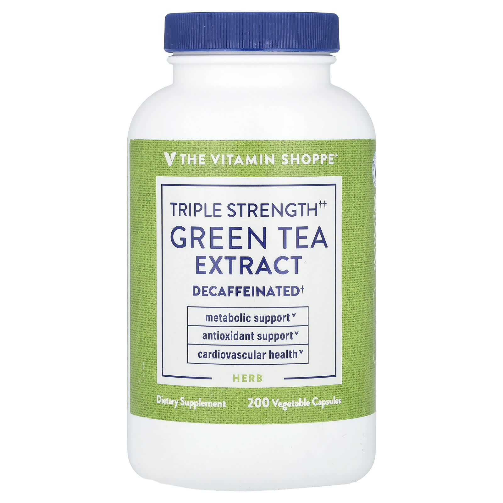 The Vitamin Shoppe, Green Tea Extract, Triple Strength, Decaffeinated, 750 mg, 200 Vegetable Capsules - B0BXFLTCHP
