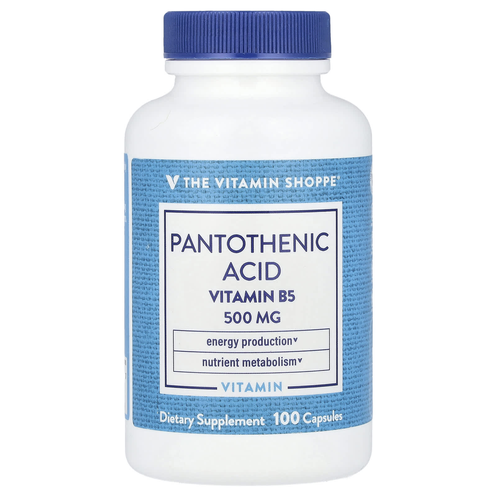 The Vitamin Shoppe, Pantothenic Acid, Vitamin B5, 500 mg, 100 Capsules
