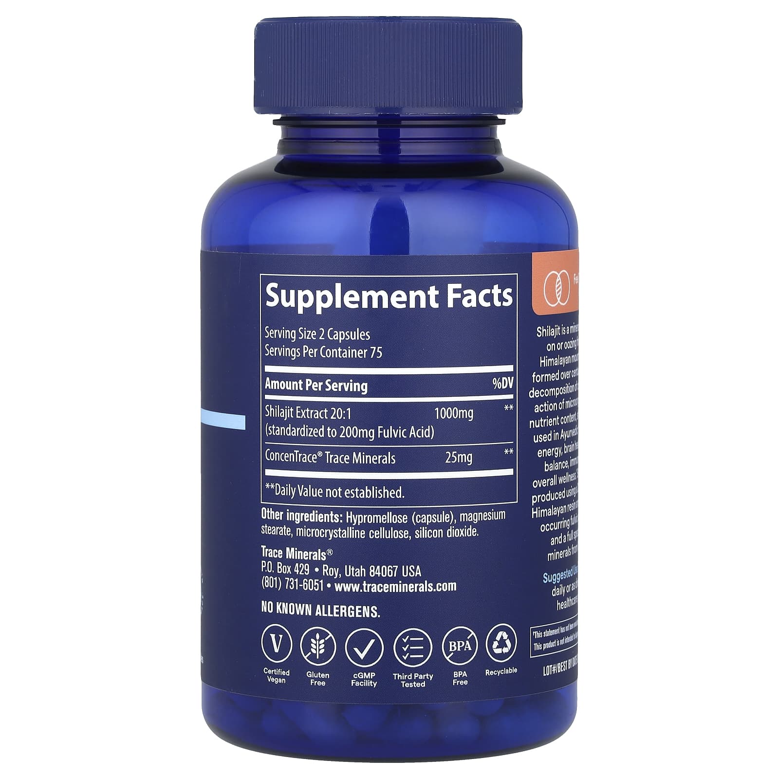 Trace, Shilajit, 150 Capsules - B0CZRZR9M9