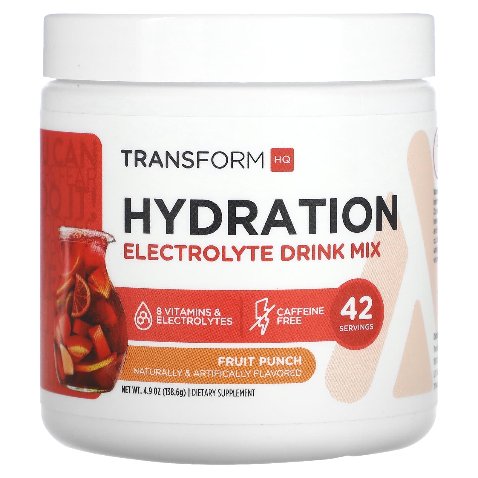 TransformHQ, Hydration, Electrolyte Drink Mix, Fruit Punch, 4.9 oz (138.6 g) - 