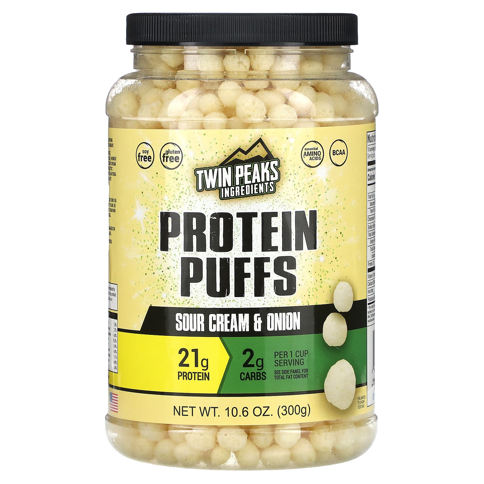 Twin Peaks, Protein Puffs, Sour Cream & Onion, 10.6 oz (300 g) - B07JK5J9YQ