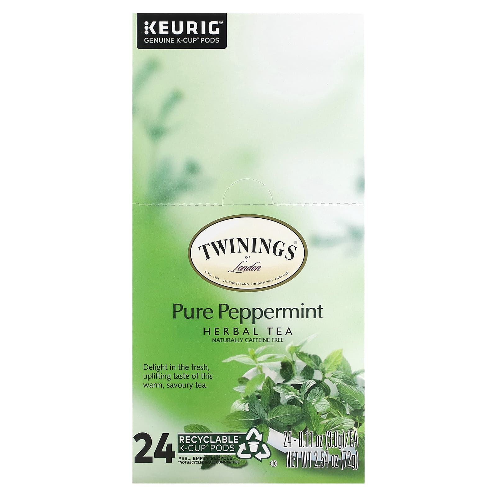 Twinings, Herbal Tea, Pure Peppermint, Caffeine Free, 24 K-Cups, 0.11 oz (3 g) Each - B006N3IA1O