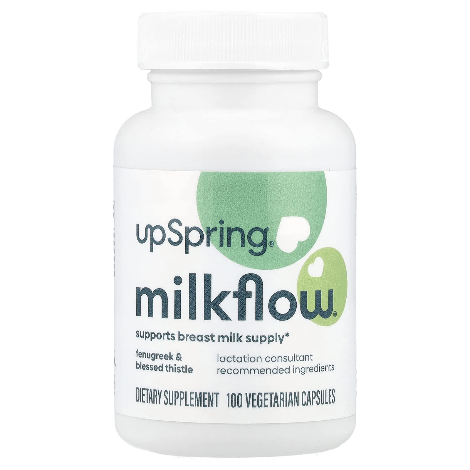 UpSpring, Milkflow, Fenugreek & Blessed Thistle, 100 Vegetarian Capsules - B084PCBLX5