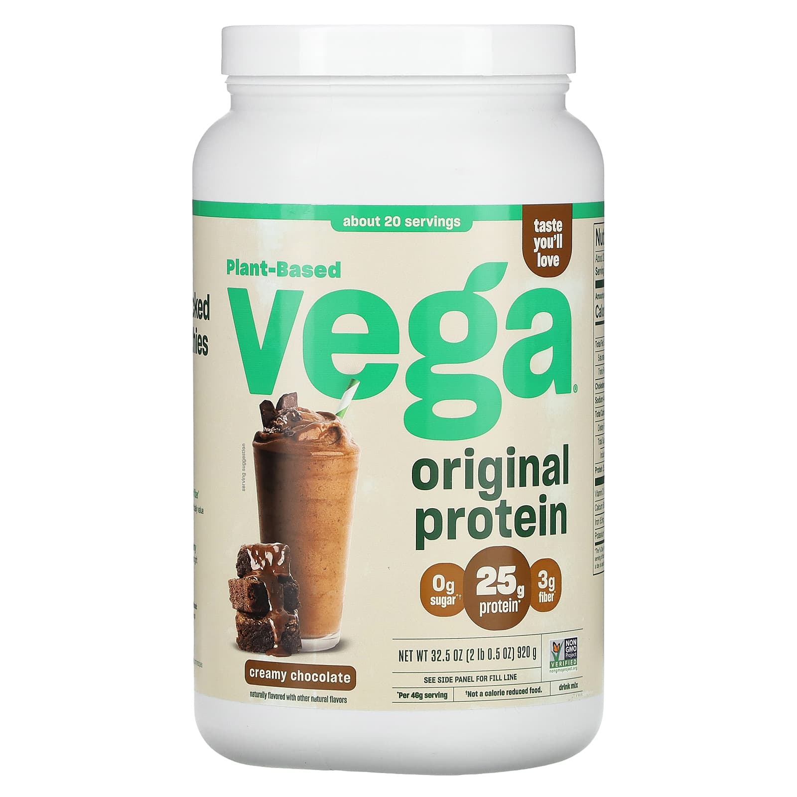 Vega, Plant-Based Original Protein, Creamy Chocolate, 2 lb 0.5 oz (920 g) - B0BRMHJK9R