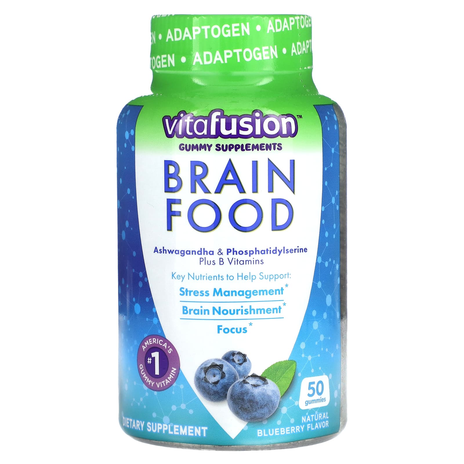 VitaFusion, Brain Food Gummies, Blueberry, 50 Gummies - B08WBNP49W
