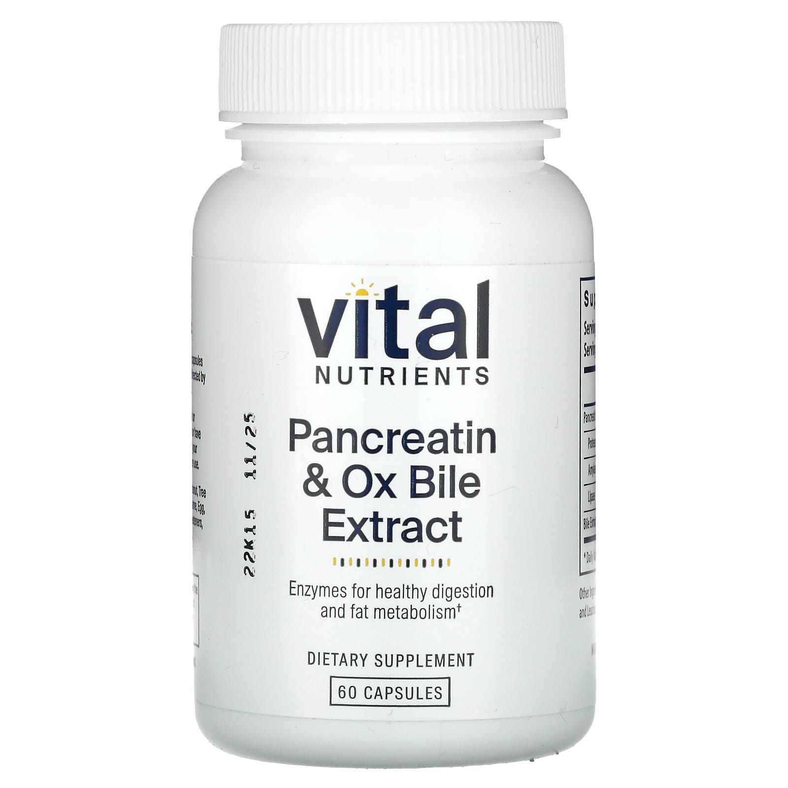 Vital Nutrients, Pancreatin & Ox Bile Extract, 60 Capsules - B0058HXI3Q