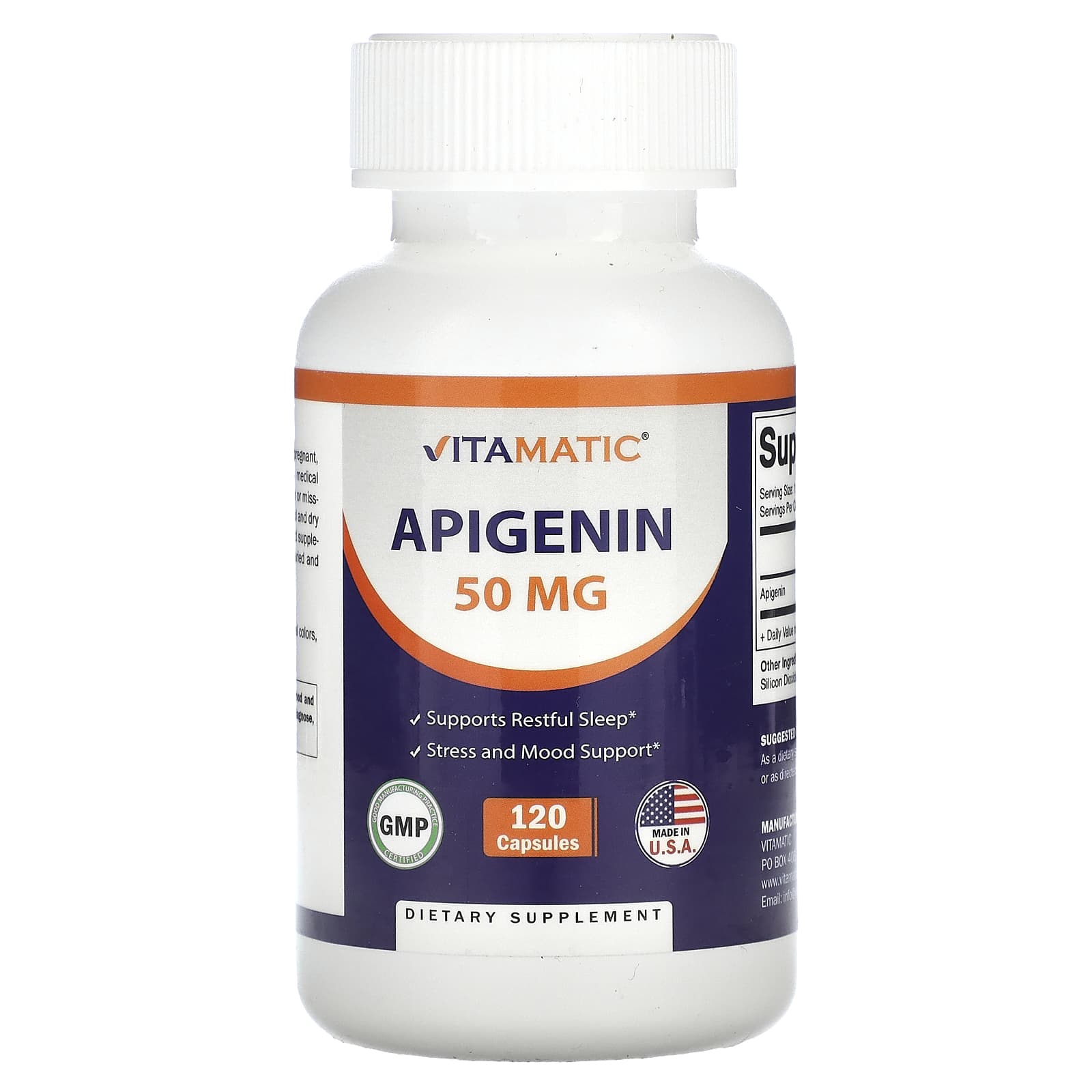 Vitamatic, Apigenin, 50 mg, 120 Capsules - B0BBVZS81L