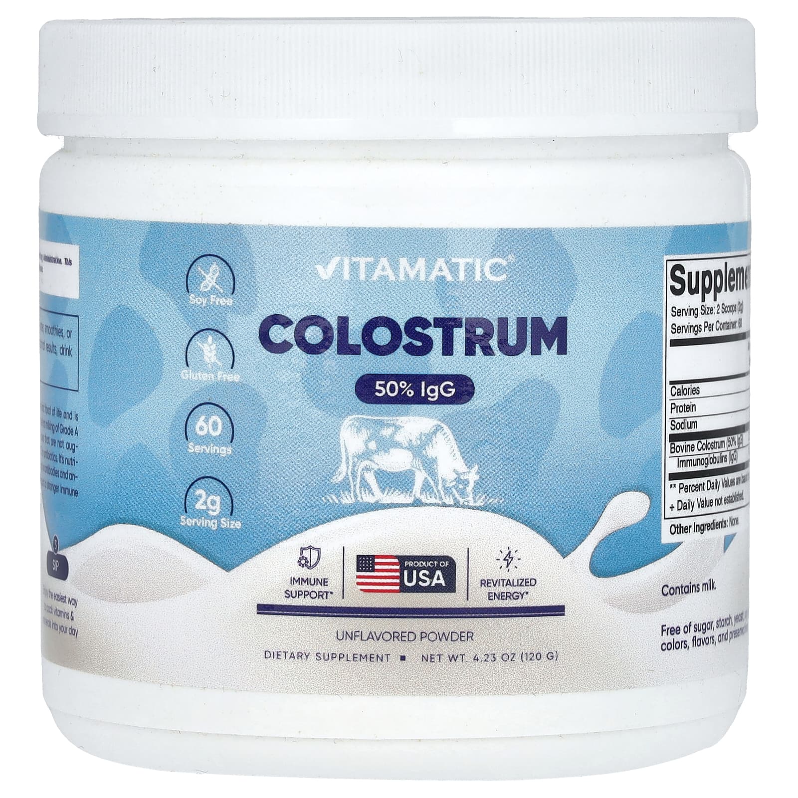 Vitamatic, Colostrum, Unflavored, 4.23 oz (120 g) - B0CQCZCLDC