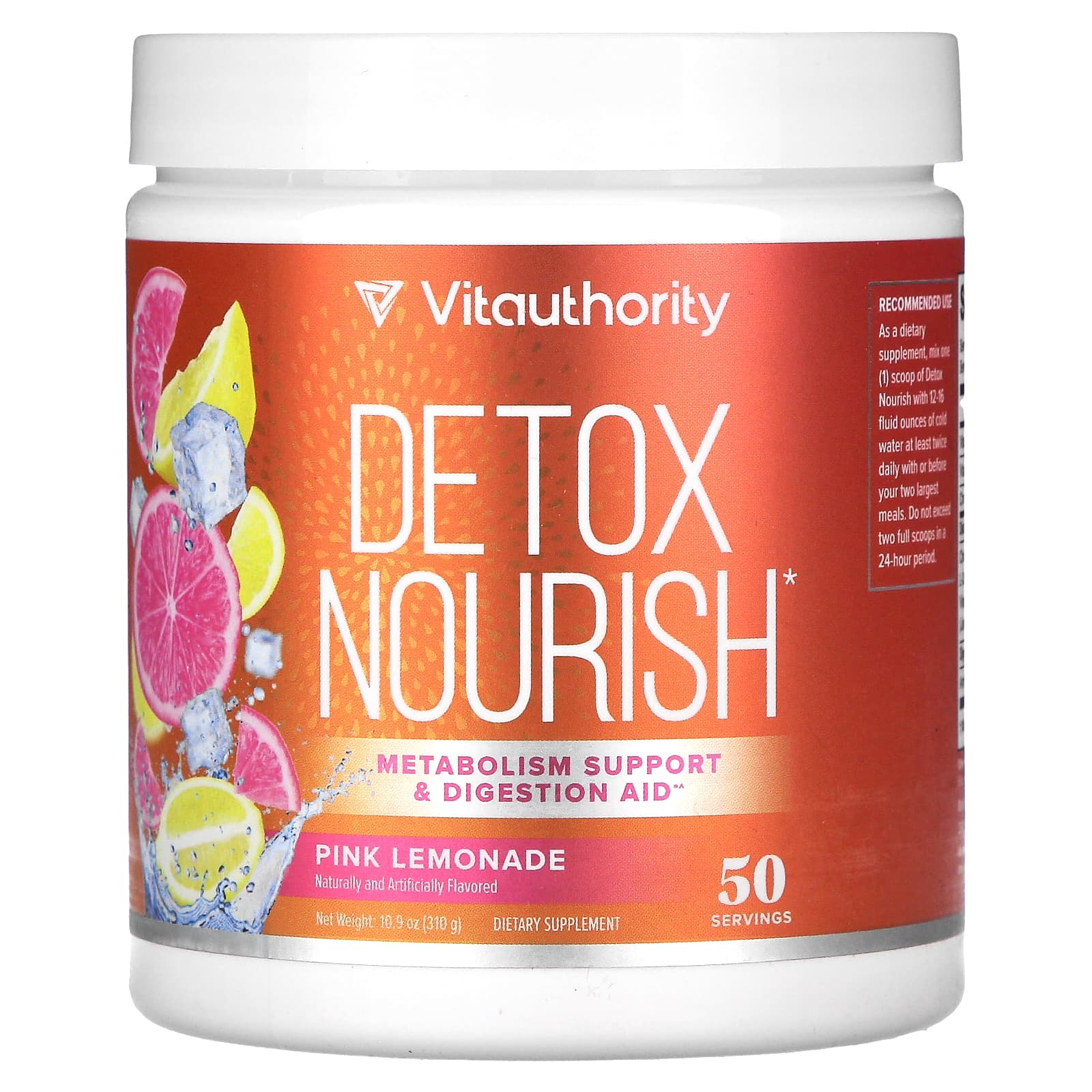 Vitauthority, Detox Nourish, Pink Lemonade, 10.9 oz (310 g) - B087FRQHKY
