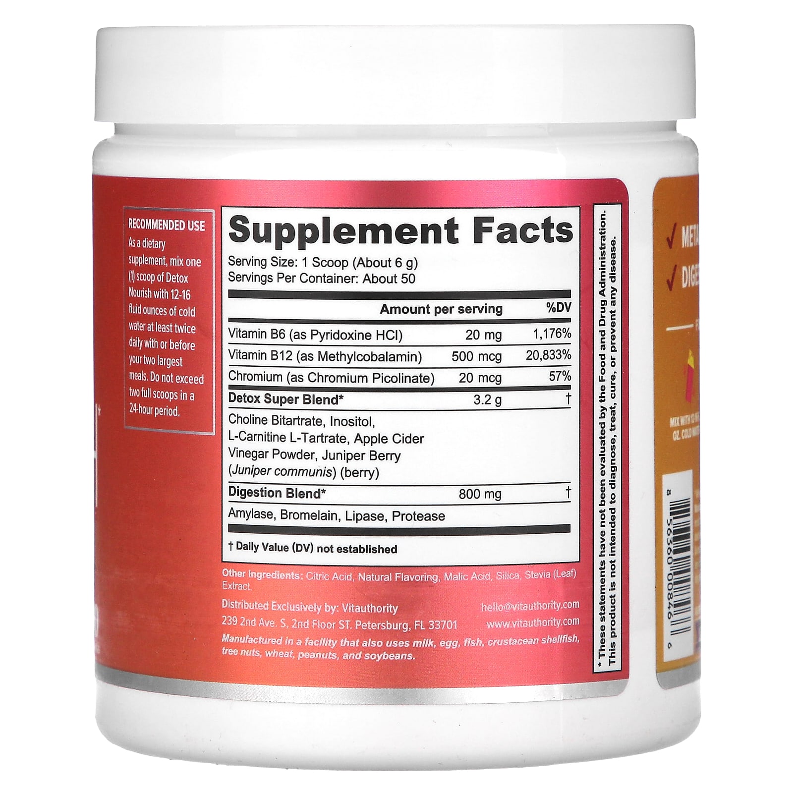 Vitauthority, Detox Nourish, Pink Lemonade, 10.9 oz (310 g) - B087FRQHKY