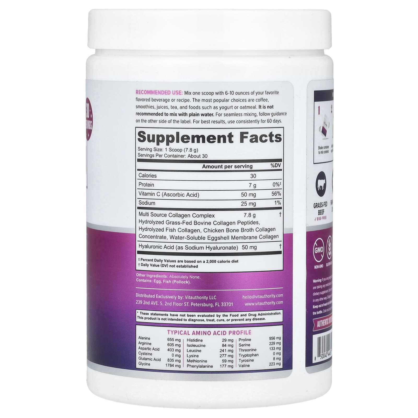 Vitauthority, Multi Collagen Protein+, Unflavored, 8.26 oz (234 g) - B0CW1ZQ62D