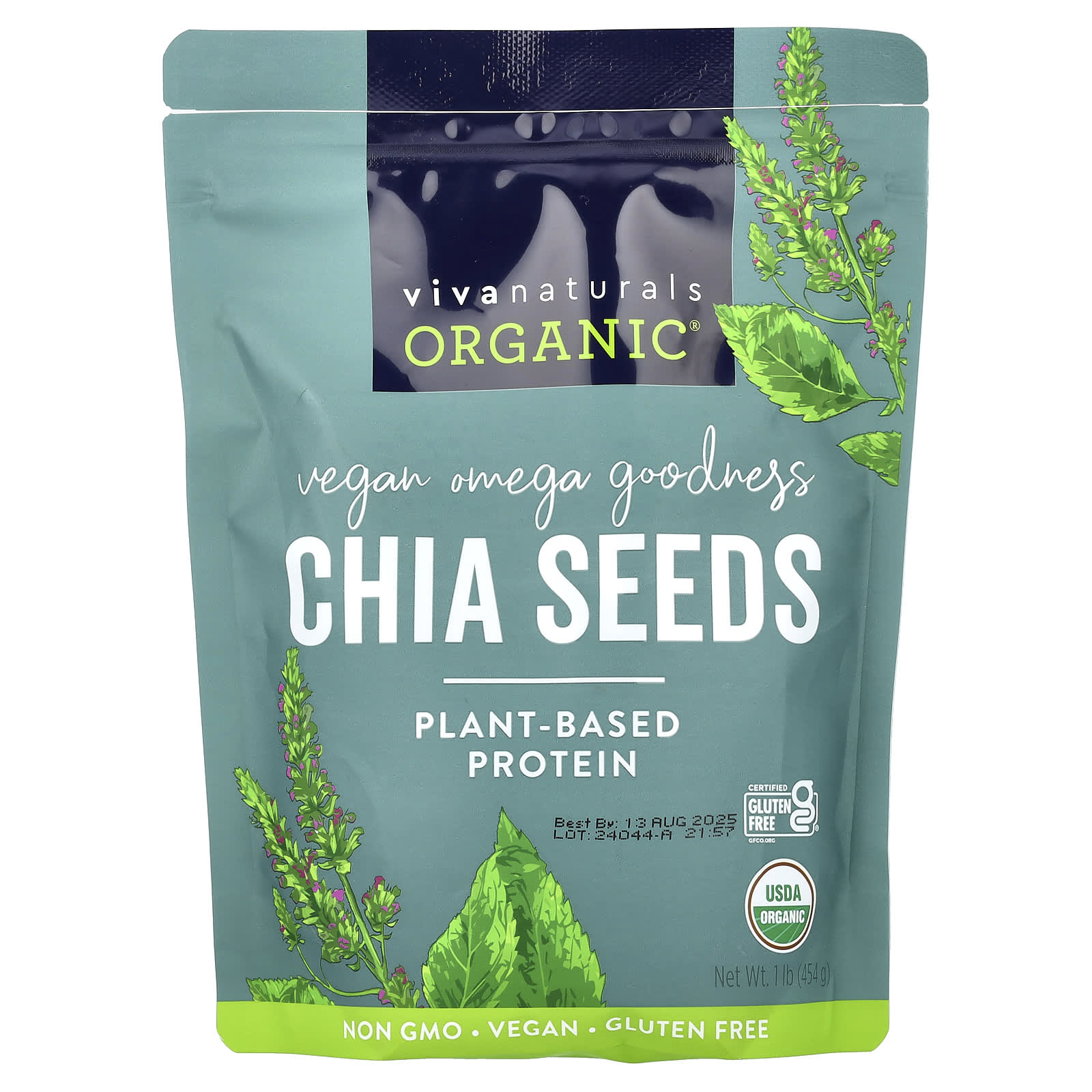 Viva Naturals, Organic Chia Seeds, 1 lb (454 g) - B00H889MGK