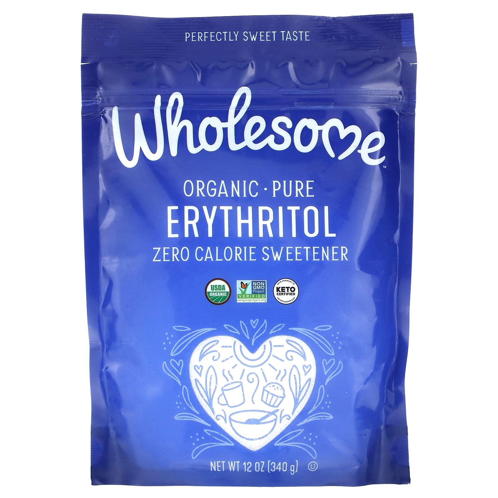 Wholesome Sweeteners, Organic-Pure Erythritol, Zero Calorie Sweetener, 12 oz (340 g) - B005QSF65U