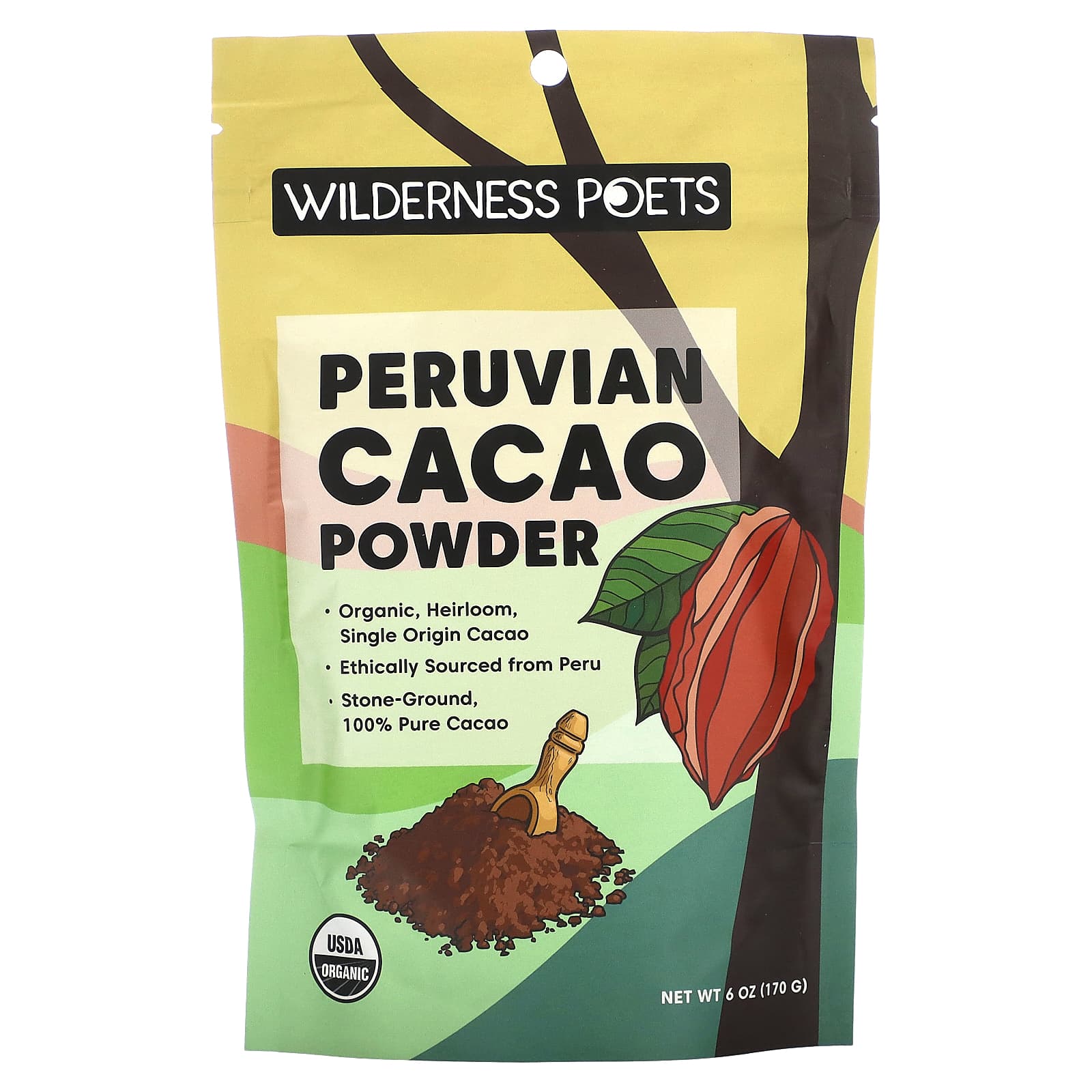 Wilderness Poets, Organic Peruvian Cacao Powder, 6 oz (170 g) - B00JV8IAH2