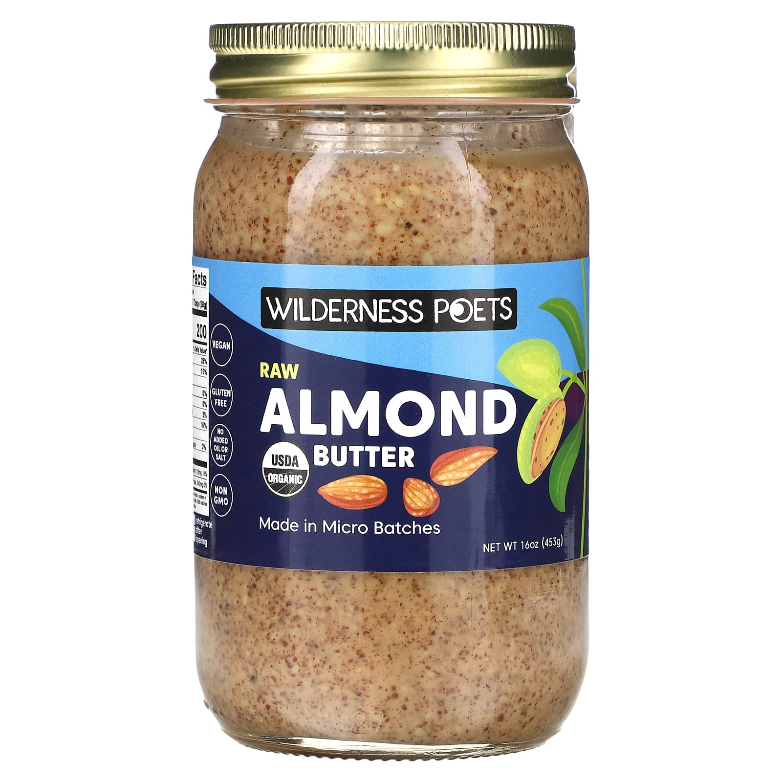Wilderness Poets, Organic Raw Almond Butter, 16 oz (453 g) - B077NS5ZNS