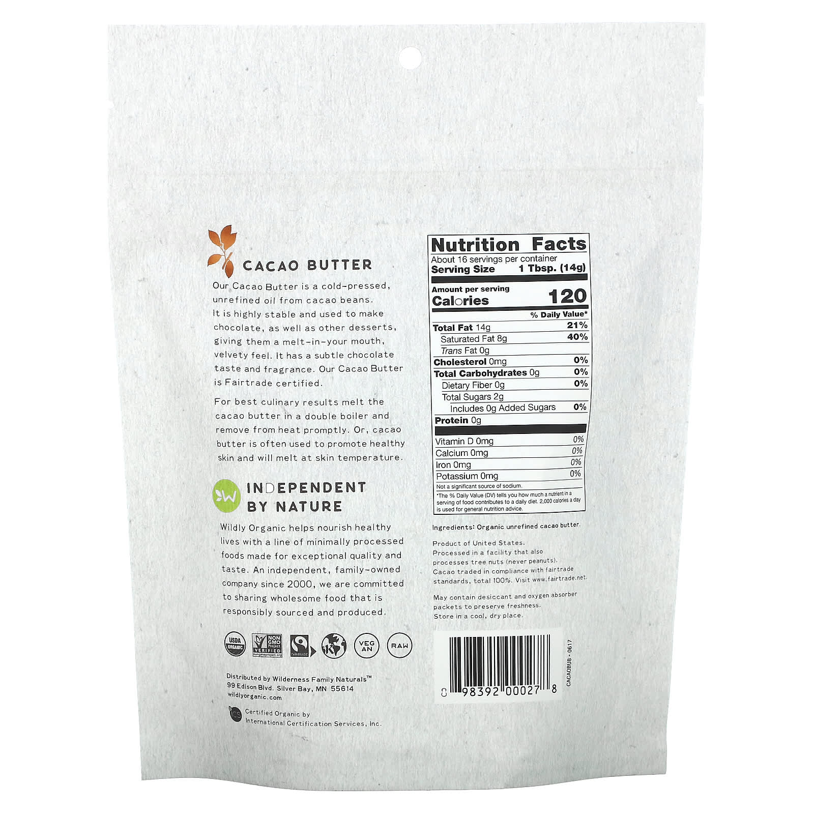 Wildly Organic, Cacao Butter, 8 oz (227 g) - B074KN4KXD